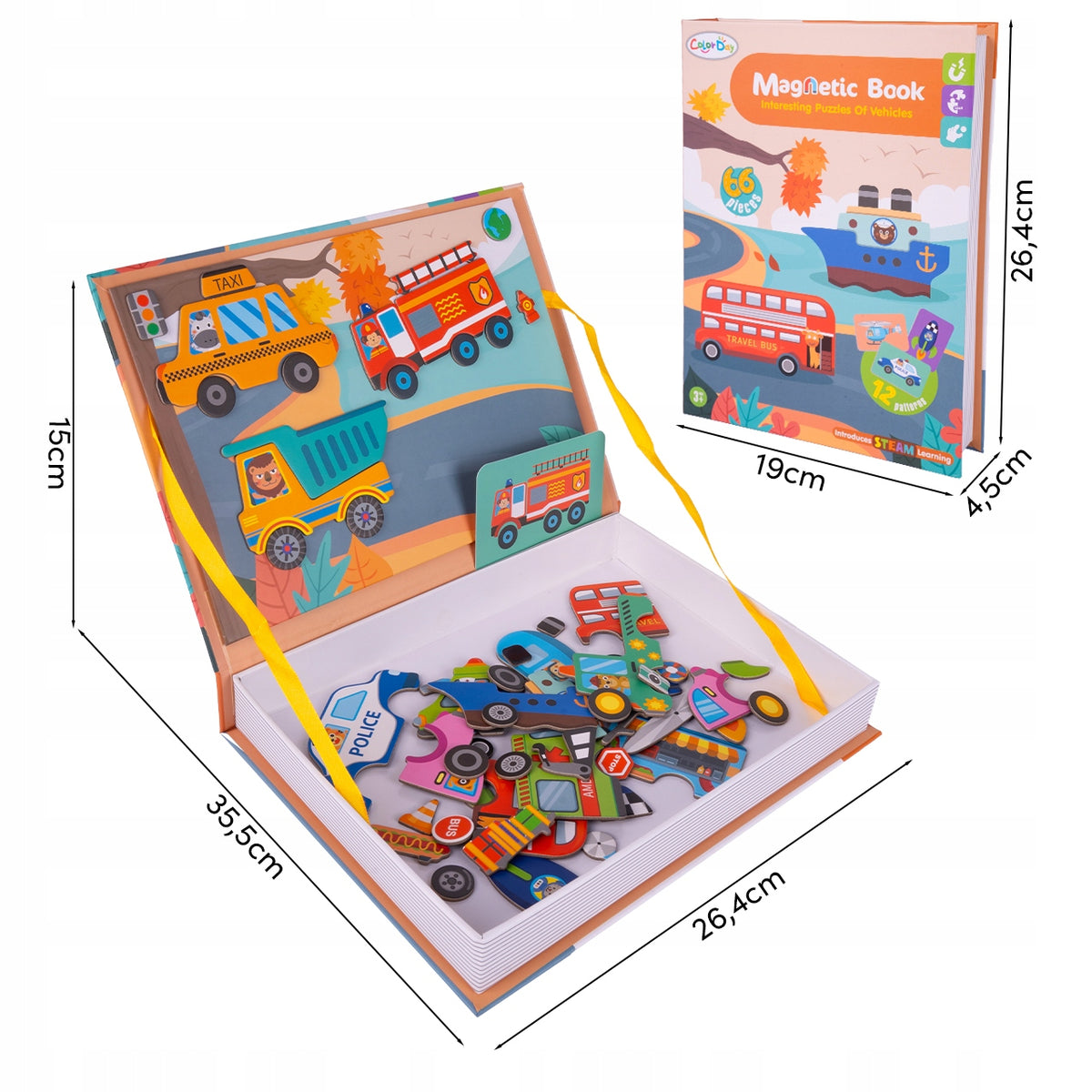 MAGNETIC PUZZLE BOOK PUZZLE VEHICLES 12 FOR MAGNET 65 ELEMENTS Packaging status original