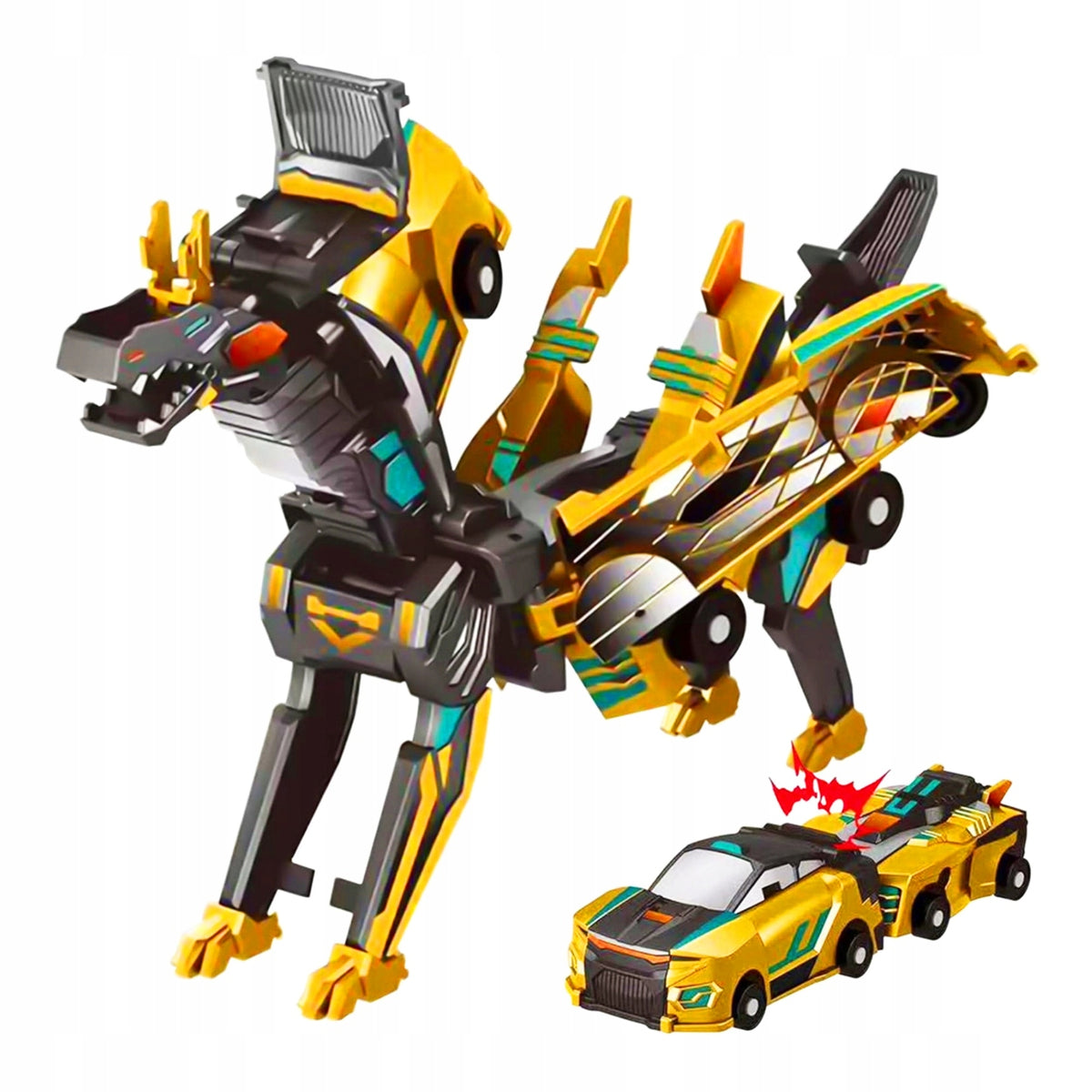MAGNETIC TOY CAR-DINOSAUR 2IN1 WITH STRONG MAGNETS GOLD