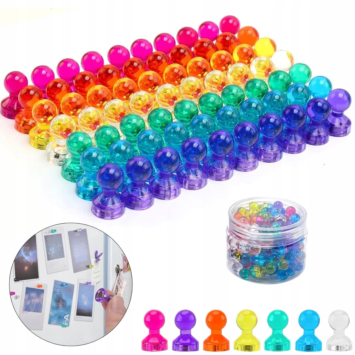 MAGNETS SET OF 56 PIECES COLORFUL MAGNETS FOR BOARDS AND FRIDGE