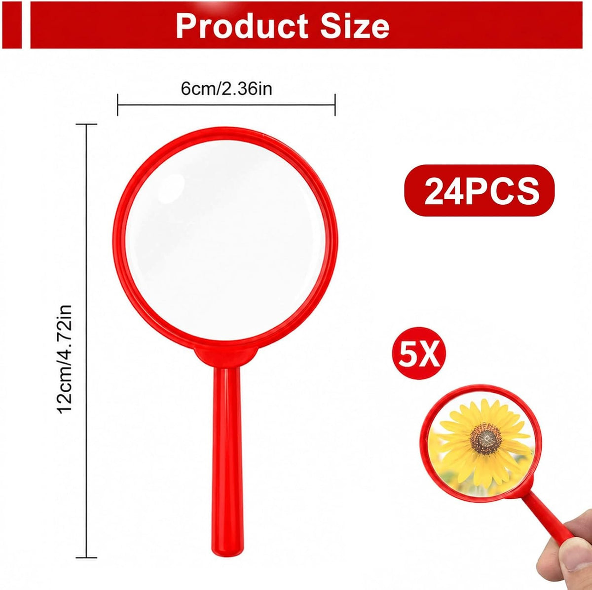 MAGNIFIER FOR CHILDREN 24 PIECES COLORFUL MAGNIFICATION 5X EDUCATIONAL TOY Brand no brand