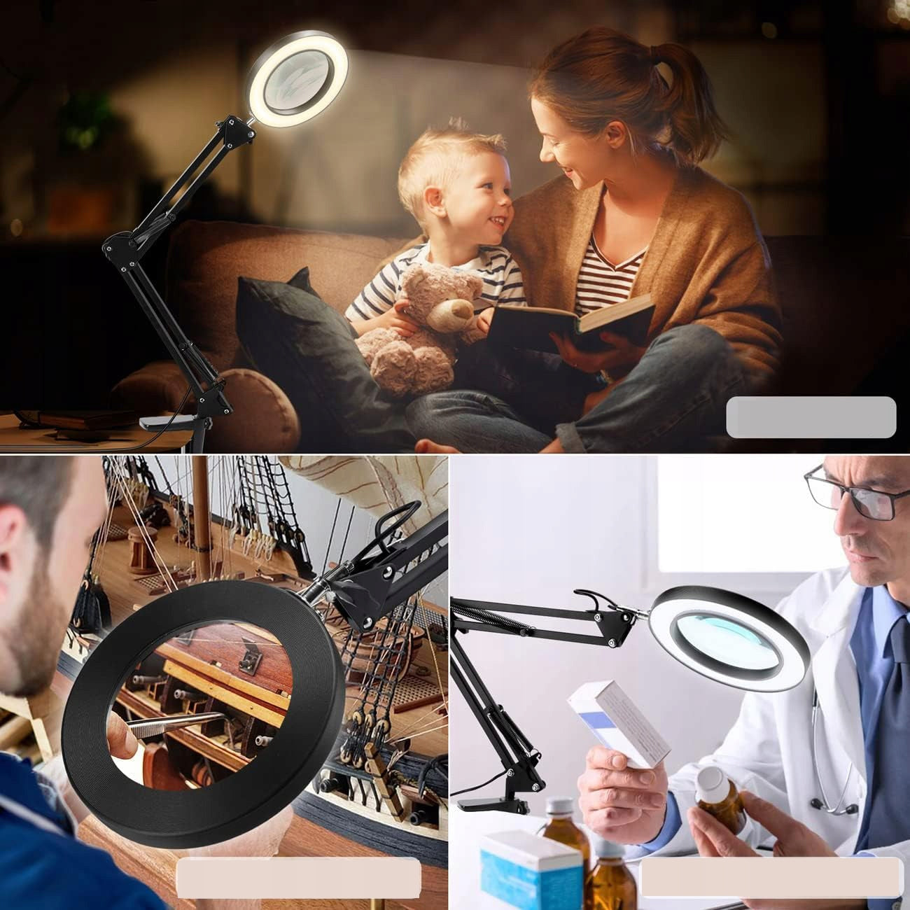 MAGNIFIER WITH LIGHT, 8X MAGNIFIER LAMP WITH CLAMP, ADJUSTABLE ARM, MAGNIFIER Manufacturer code Lampa powiększająca ze światłem