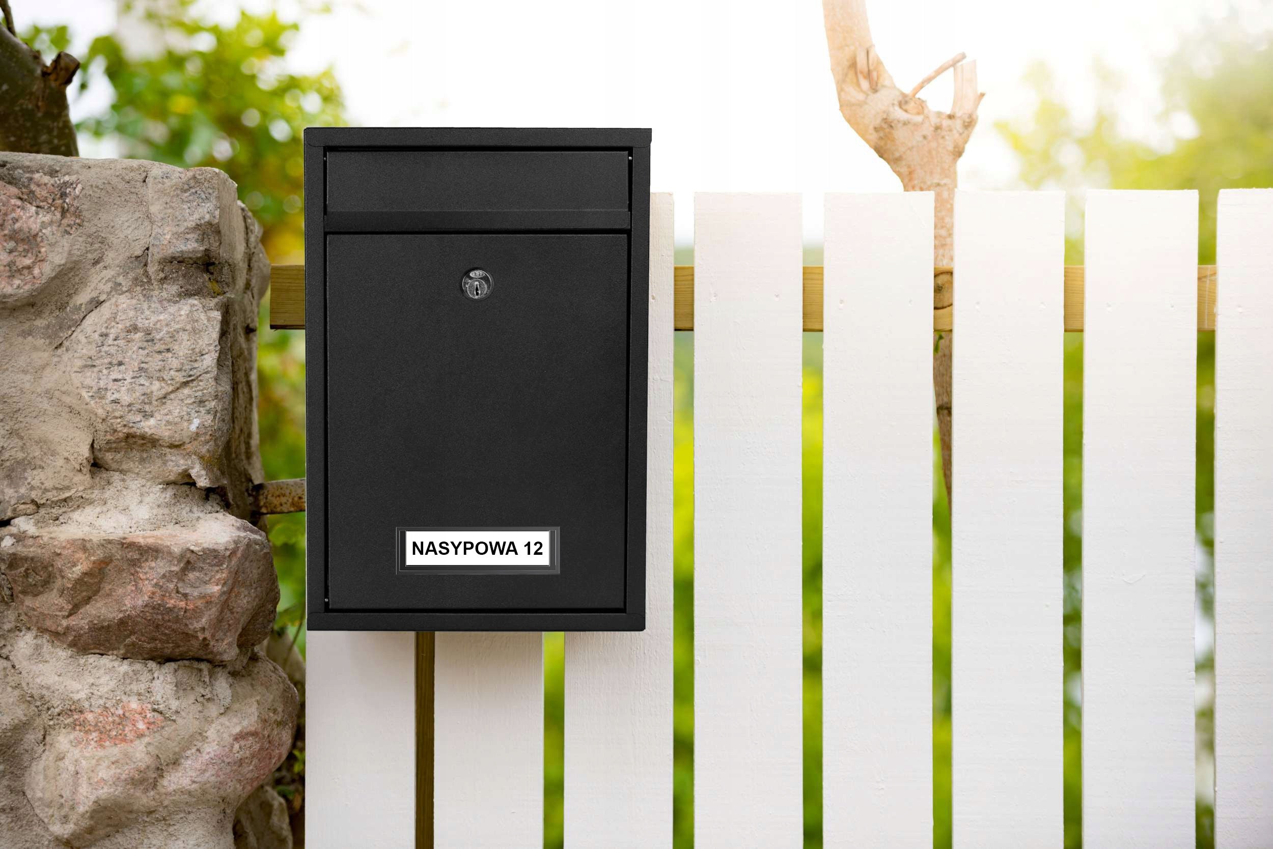 MAILBOX FOR LEAFLETS BLACK STEEL MAIL FOR FENCE HOUSE Manufacturer code 5902340320754