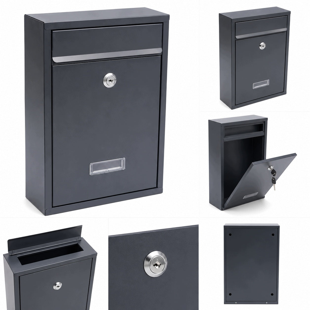 MAILBOX FOR LEAFLETS STEEL MAIL FOR FENCE HOUSE GRAY