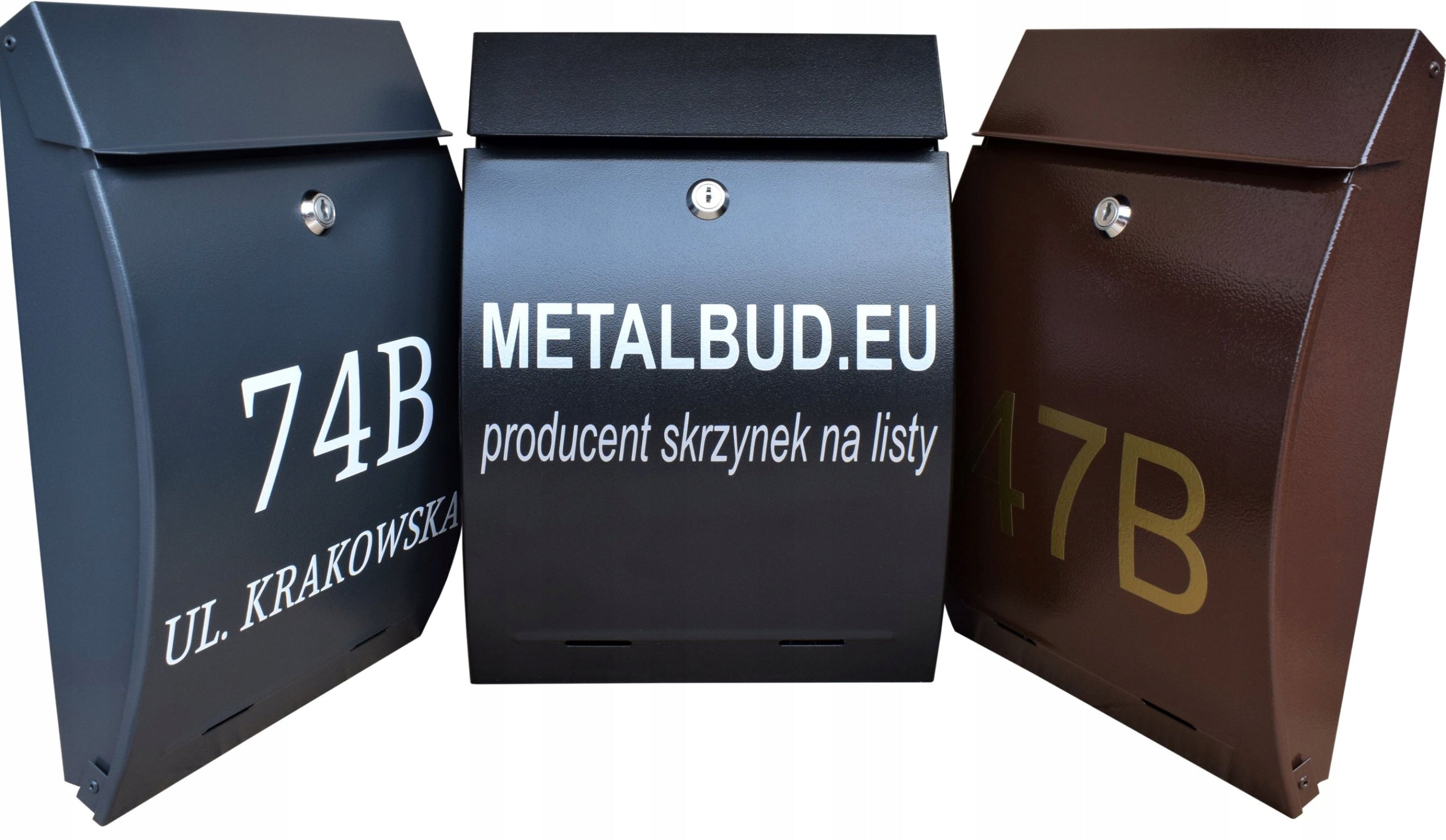 MAILBOX FOR LETTERS ANTHRACITE - COLORS - HOUSE NUMBER, STREET, INSCRIPTION (IN) Packaging status original