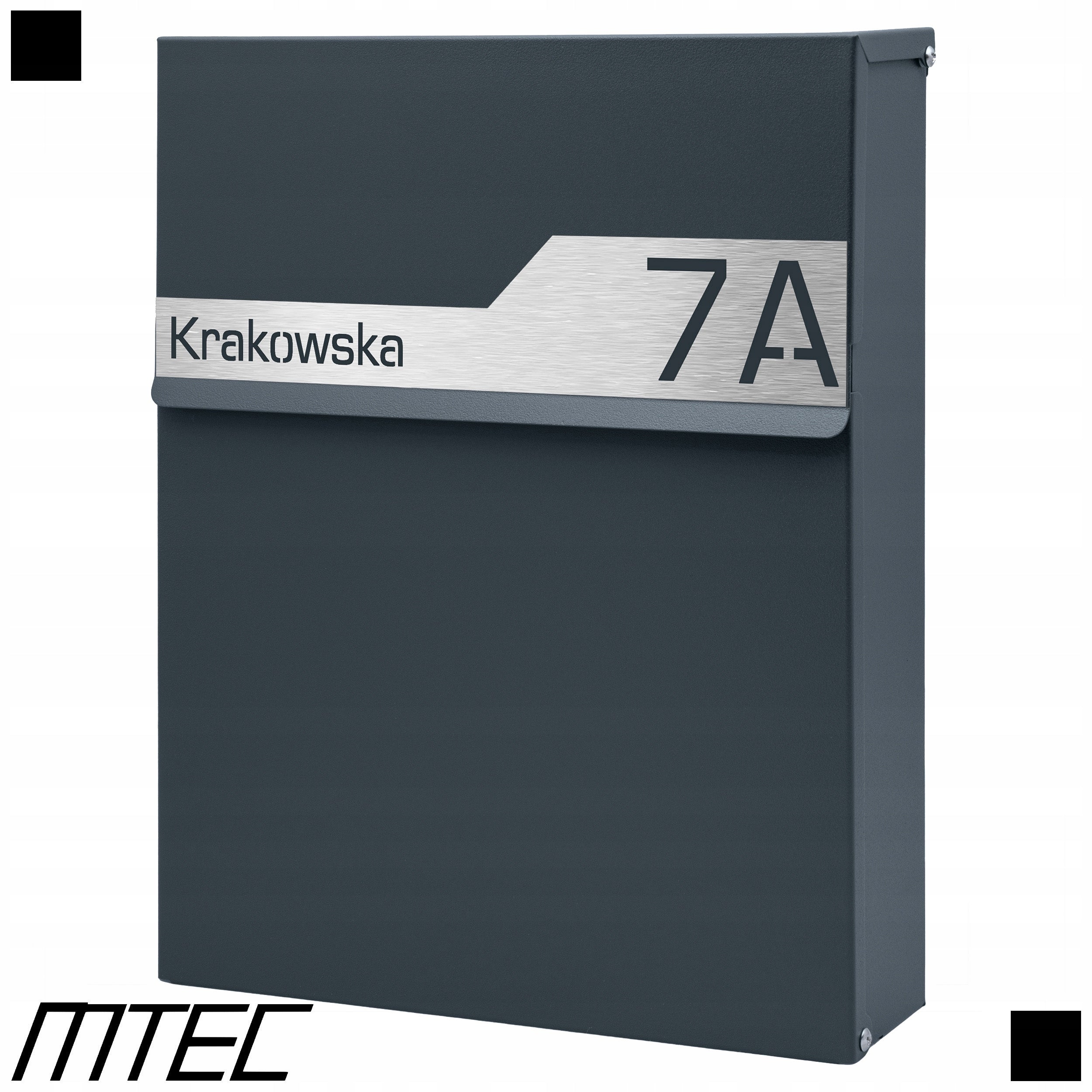 MAILBOX FOR LETTERS ANTHRACITE +LAMINATE INSCRIPTION ADDRESS STREET NUMBER Manufacturer code 071-LAM2