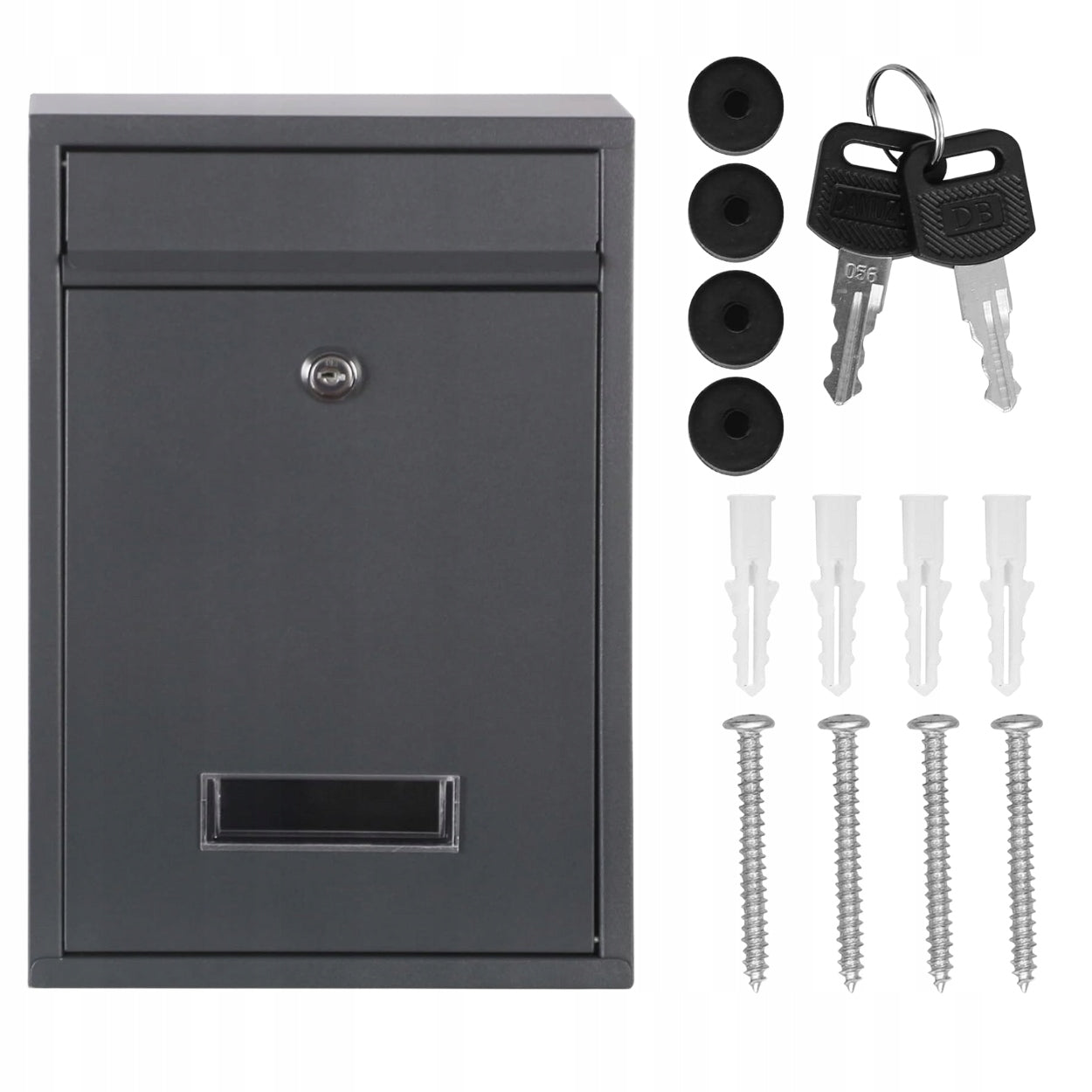 MAILBOX FOR LETTERS GREY METAL MATT FOR MAIL LOCK KEY Brand MEMFLOW