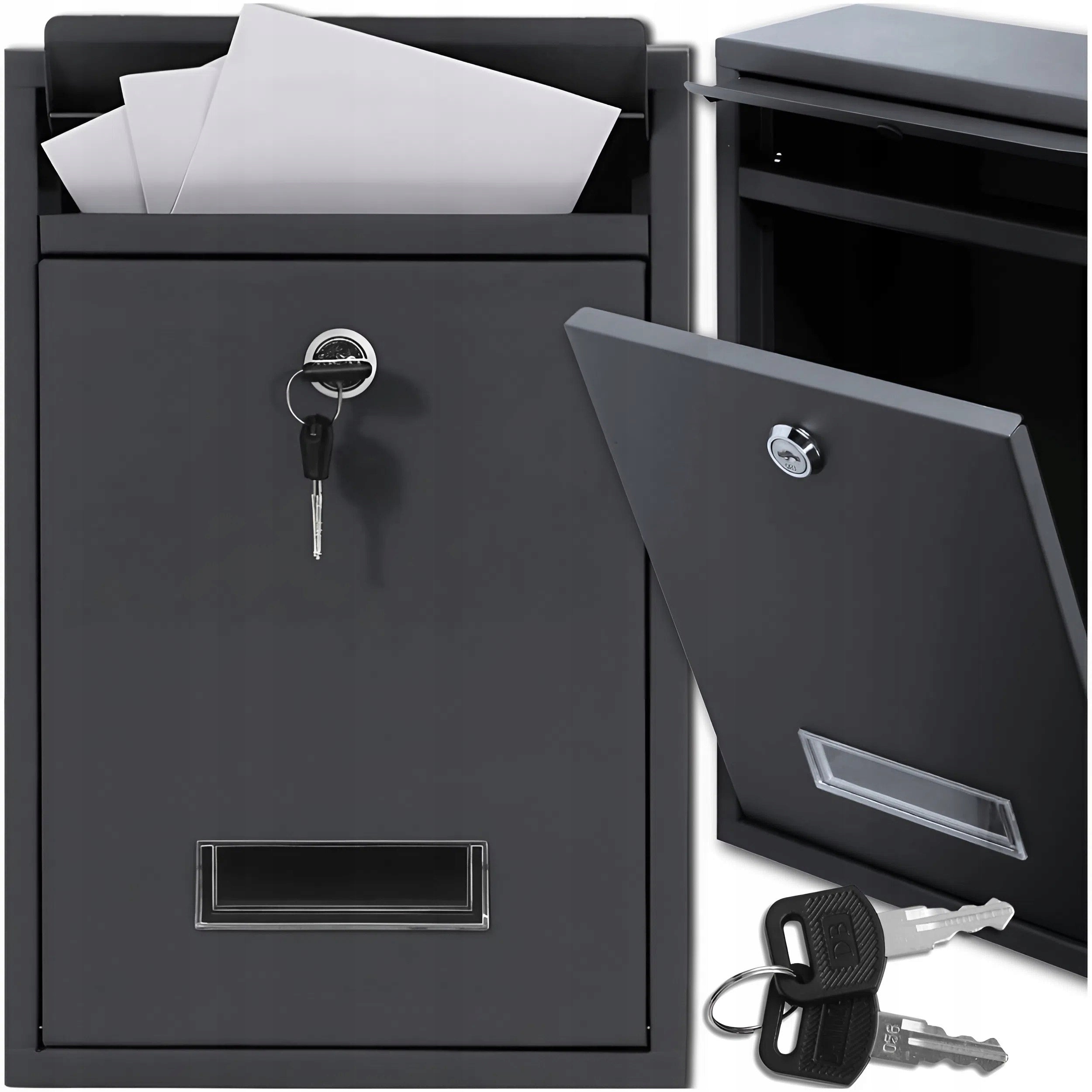 MAILBOX FOR LETTERS GREY METAL MATT FOR MAIL LOCK KEY