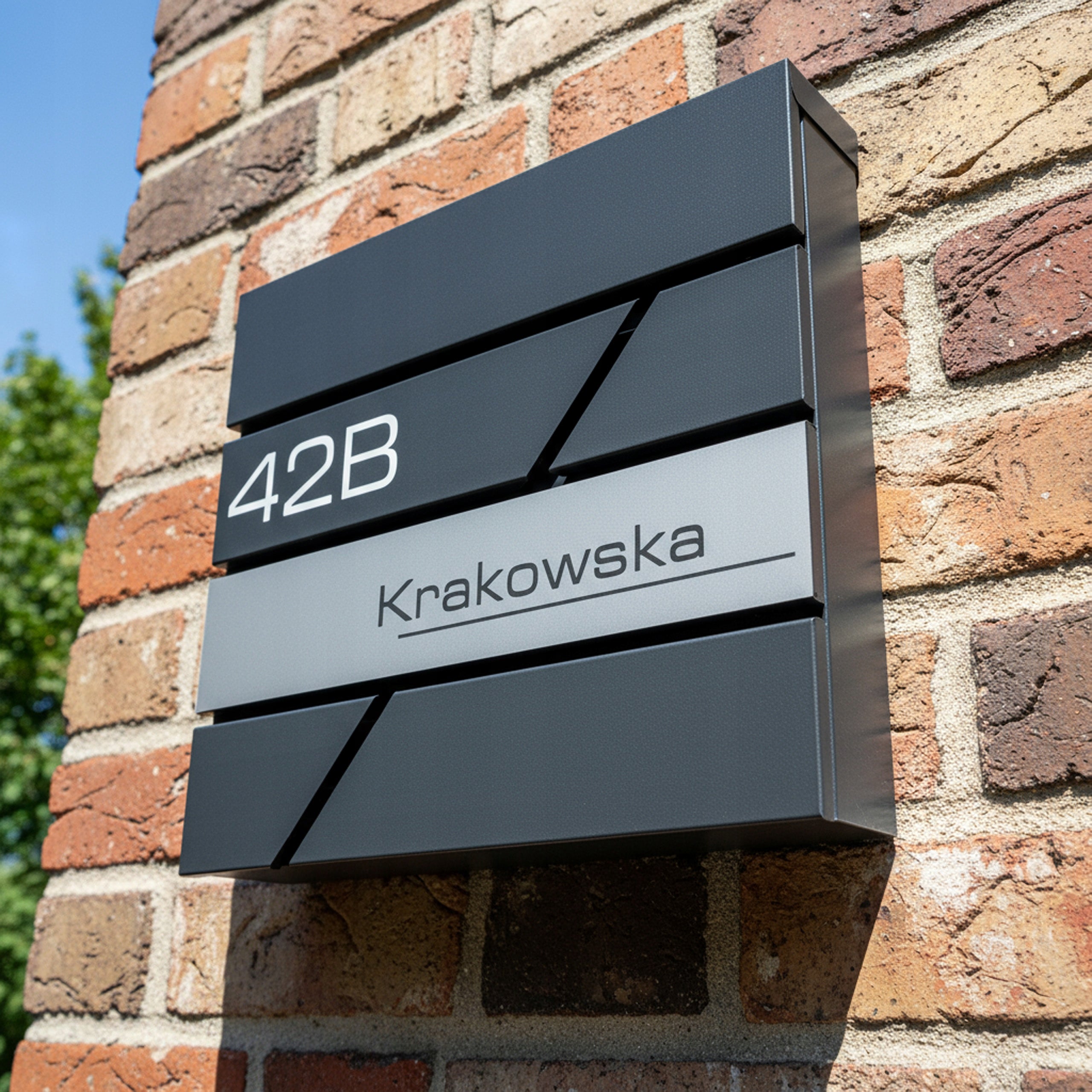 MAILBOX FOR LETTERS MAIL NEWSPAPERS MODERN ANTHRACITE + ADDRESS INSTRUCTION Manufacturer code 003-NAP1