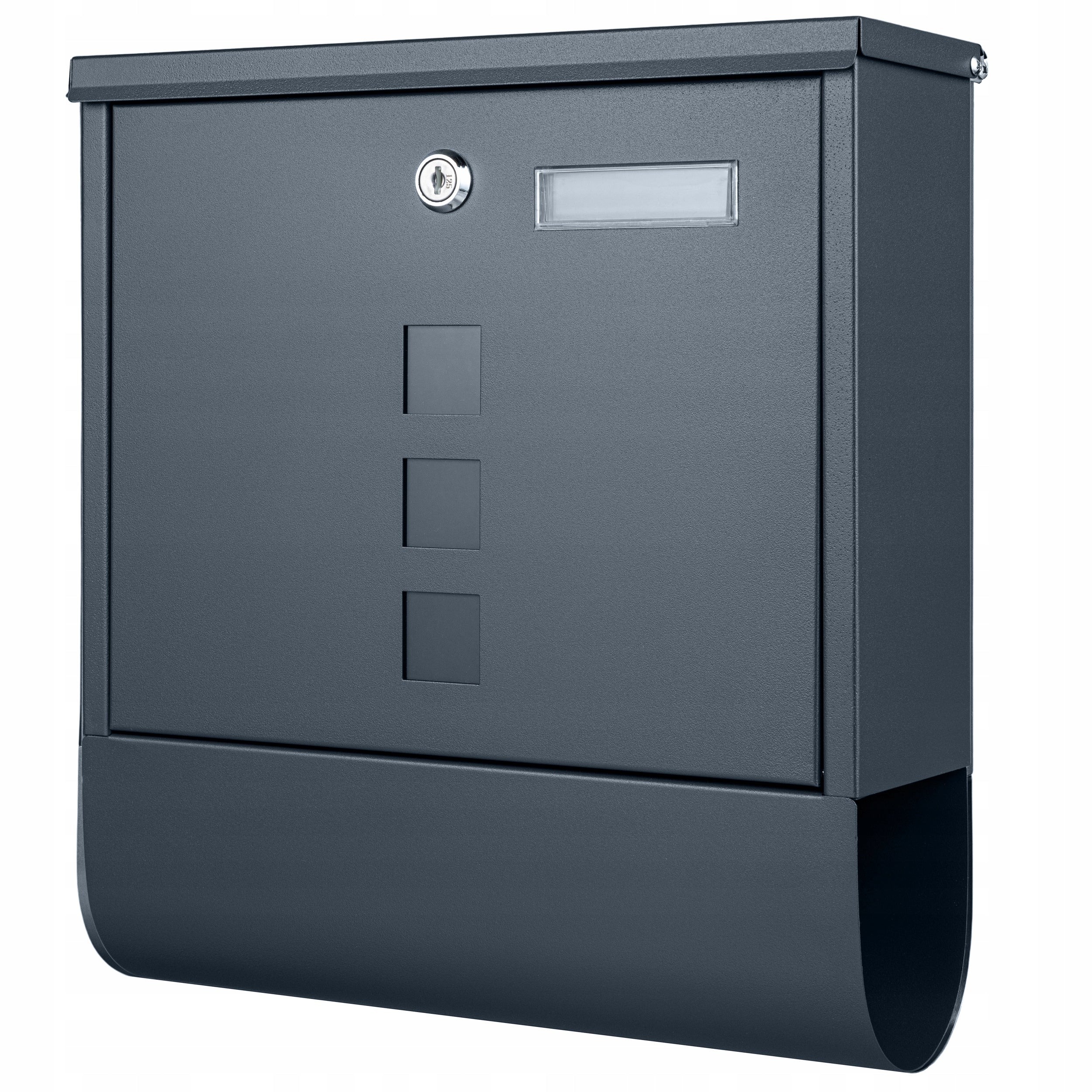 MAILBOX FOR LETTERS MAIL NEWSPAPERS TUBE VIEWER MODERN ANTHRACITE Color gray