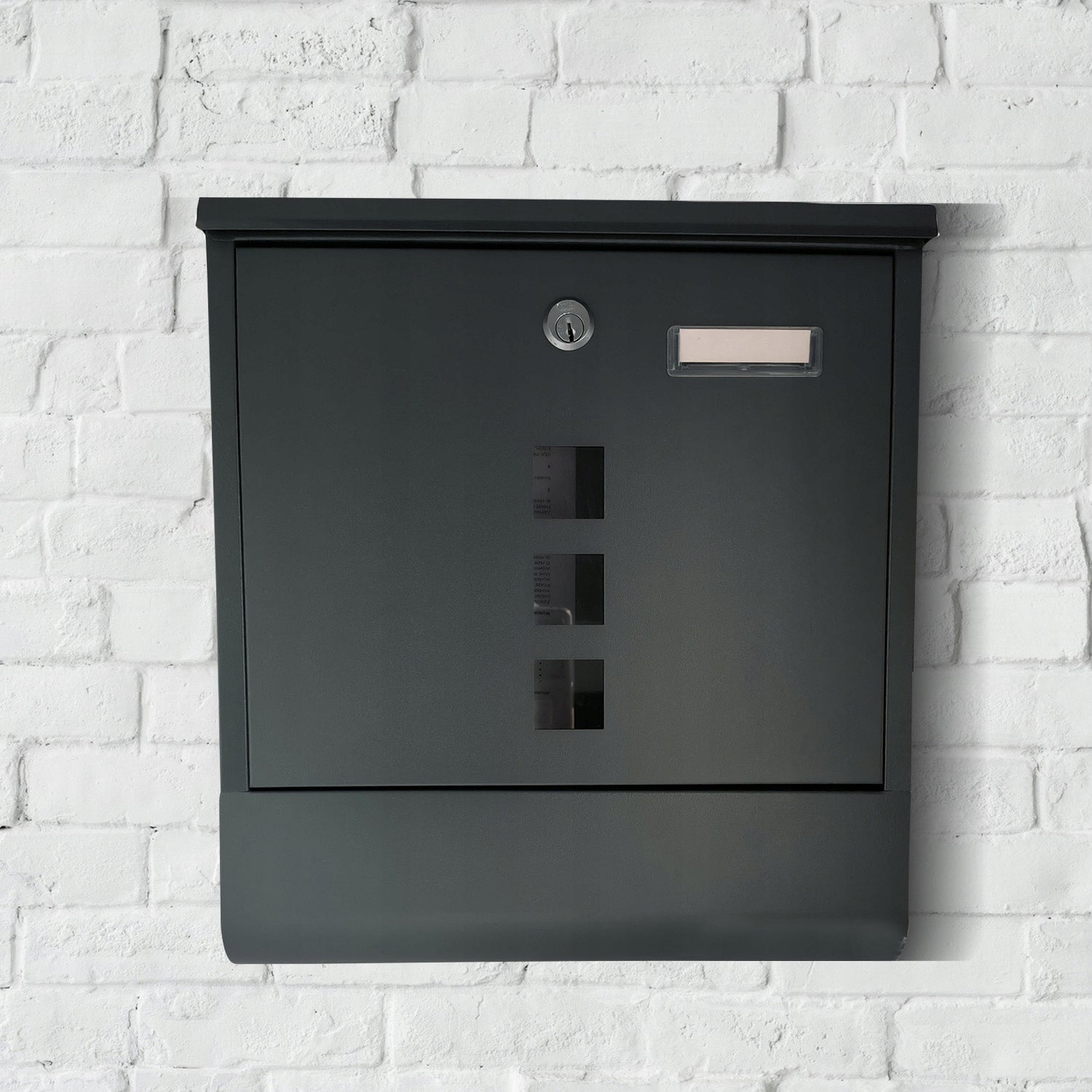 MAILBOX FOR LETTERS NEWSPAPER TUBE VIEWFINDER MODERN ANTHRACITE Box type slot with a newspaper holder