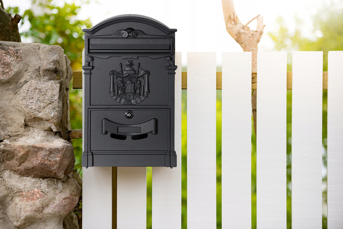MAILBOX FOR LETTERS RUSTIC RETRO VINTAGE BLACK STEEL Brand Gockowiak