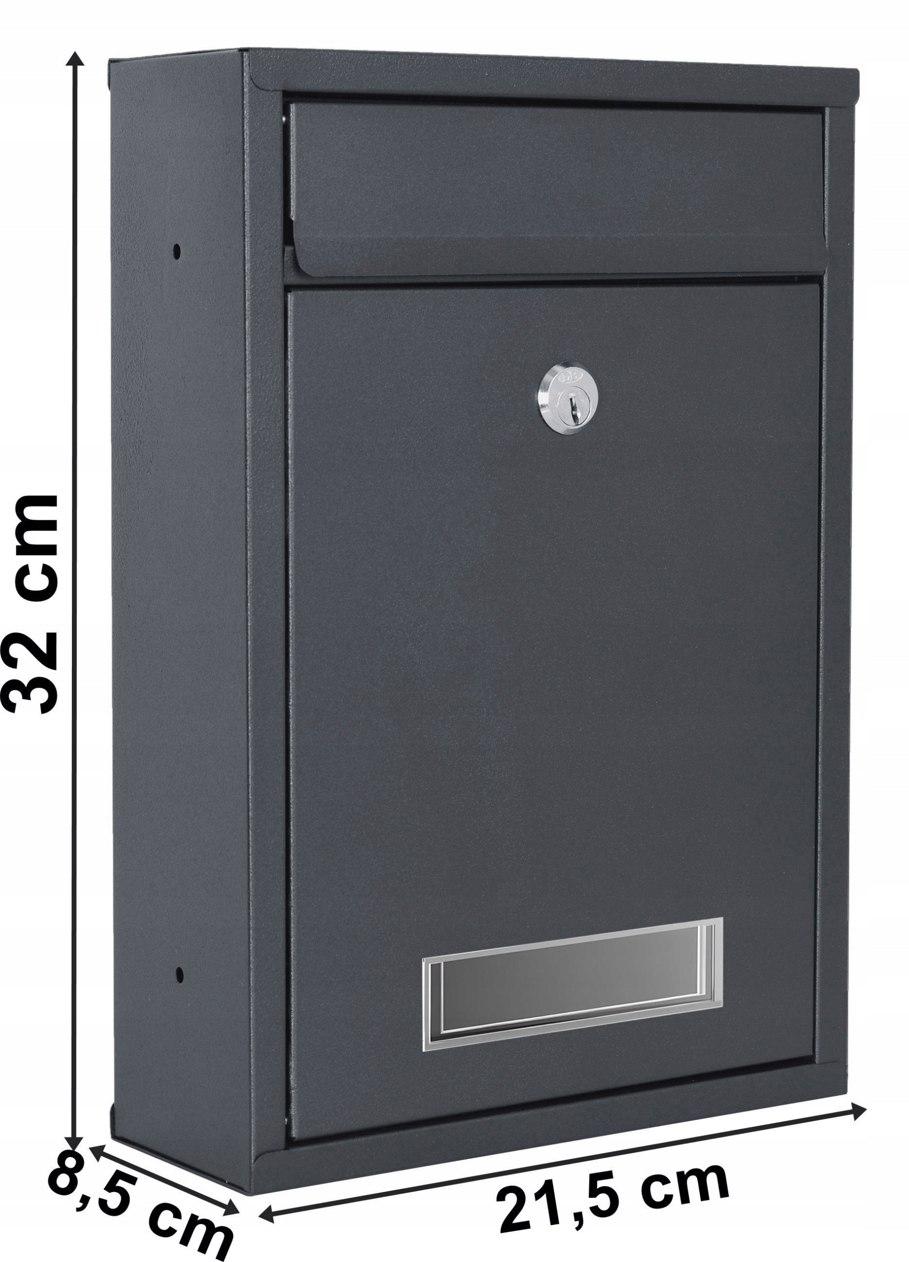 MAILBOX STEEL ANTHRACITE WITH KEY WITH WINDOW Color gray