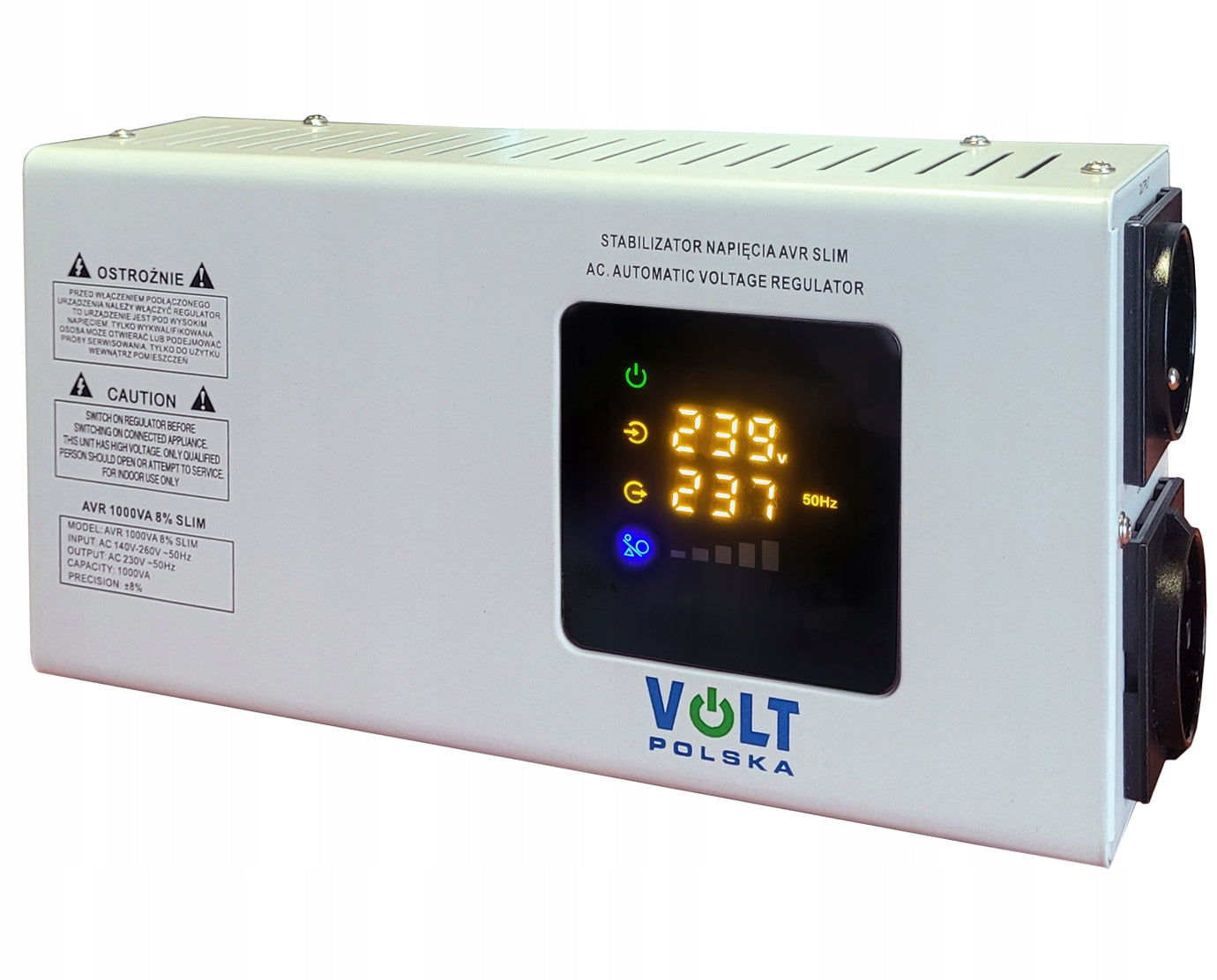 MAINS CURRENT VOLTAGE STABILIZER TRANSFORMER AVR 1000VA 8% SLIM