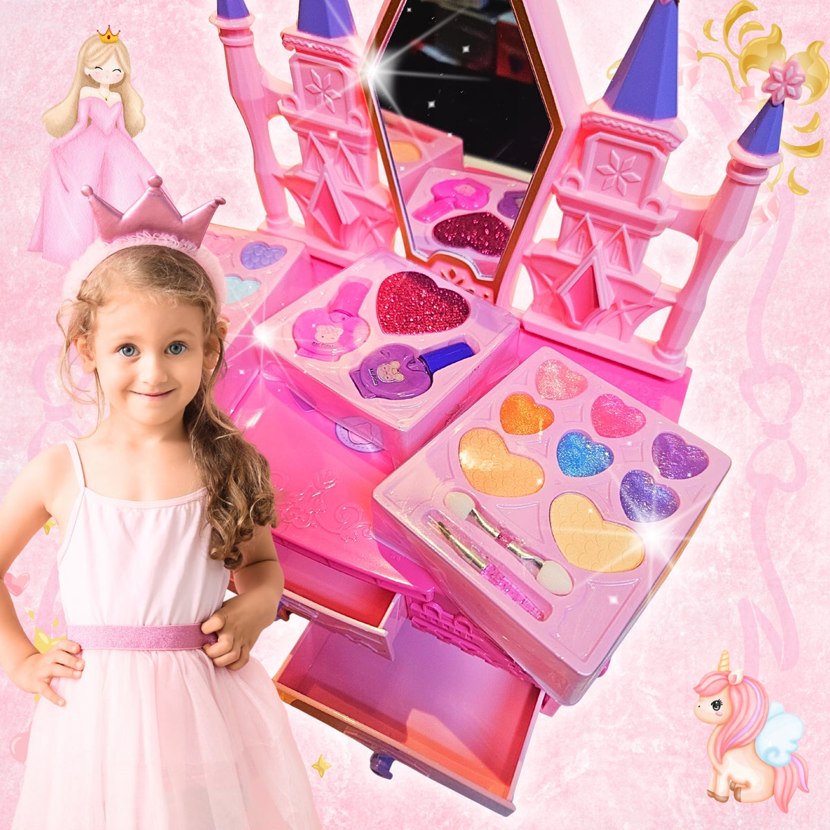 MAKEUP SET FOR GIRLS DRESSING TABLE MIRROR COSMETICS VARNISHES SET Manufacturer code XLX-823