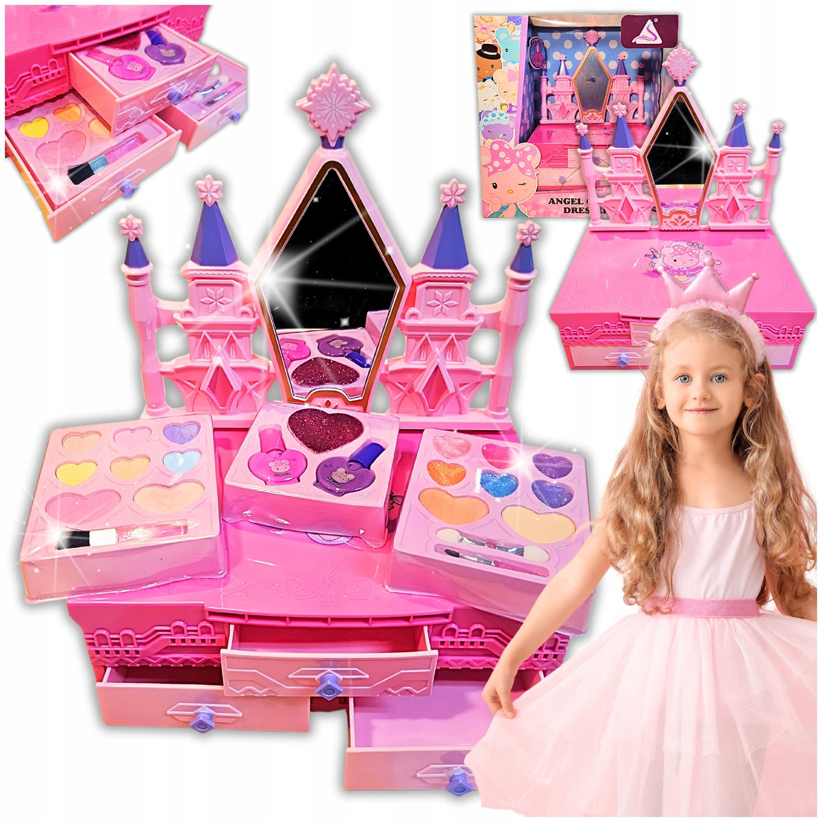 MAKEUP SET FOR GIRLS DRESSING TABLE MIRROR COSMETICS VARNISHES SET