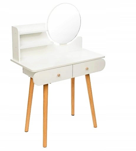 MAKEUP VANITY WITH MIRROR WHITE EASY SCANDINAVIAN INSTALLATION FOR BEDROOM Packaging status original