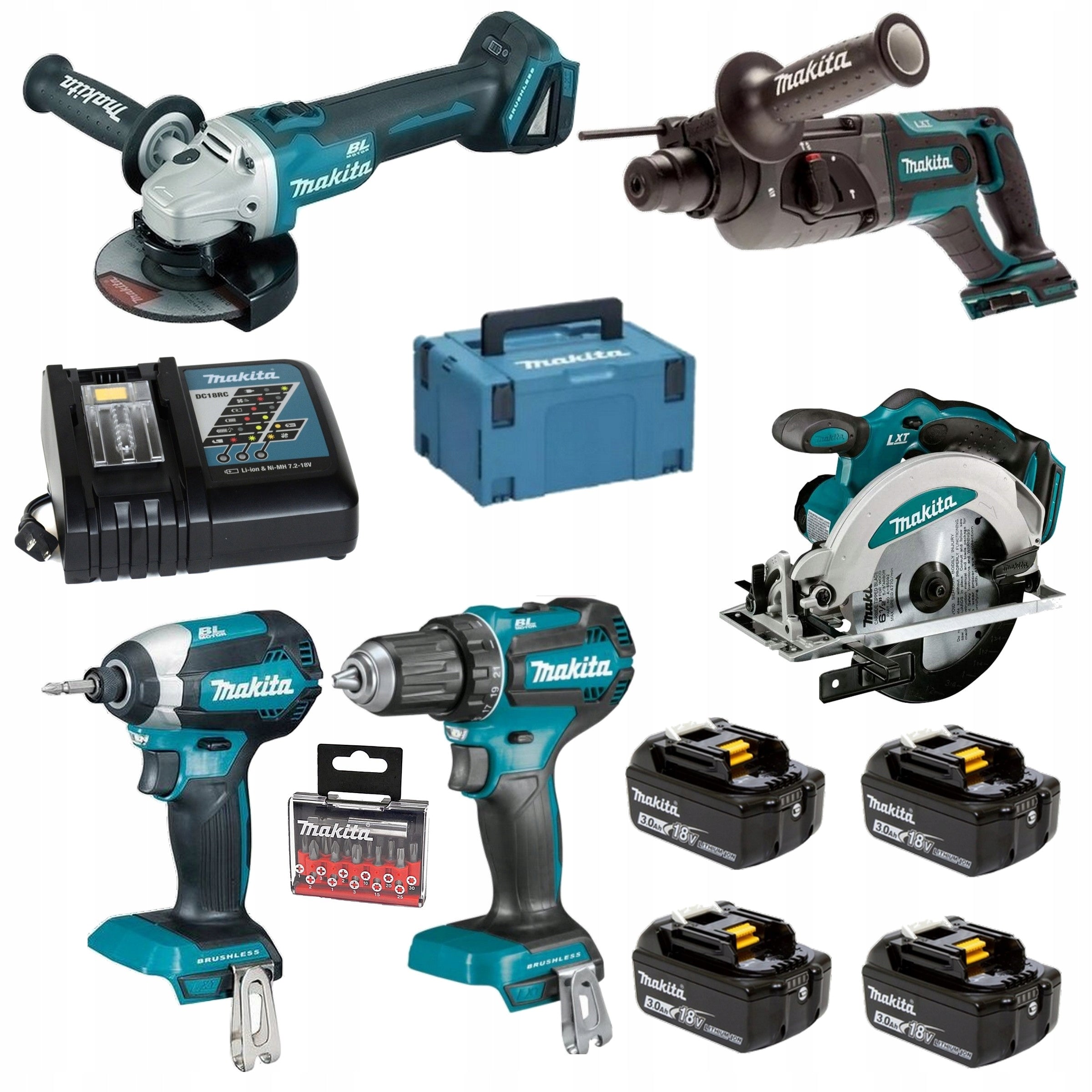 MAKITA COMBO SET 5PCS TOOLS 18V 4XAKU BRUSHLESS