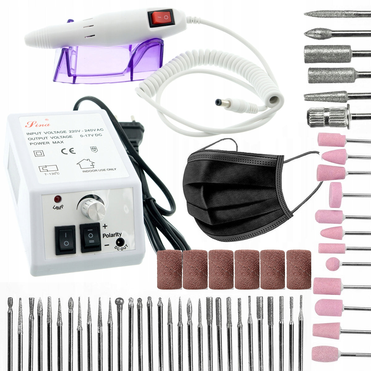 MANICURE NAIL MILLING MACHINE + 3 SETS OF CUTTERS + mask 50pcs FREEBIE