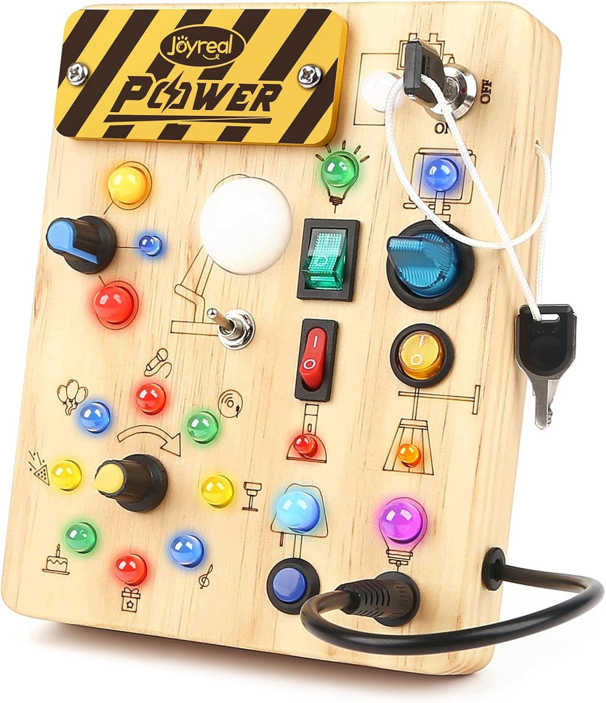 MANIPULATION BOARD MONTESSORI BUSY BOARD 19 LED WOODEN GIFT