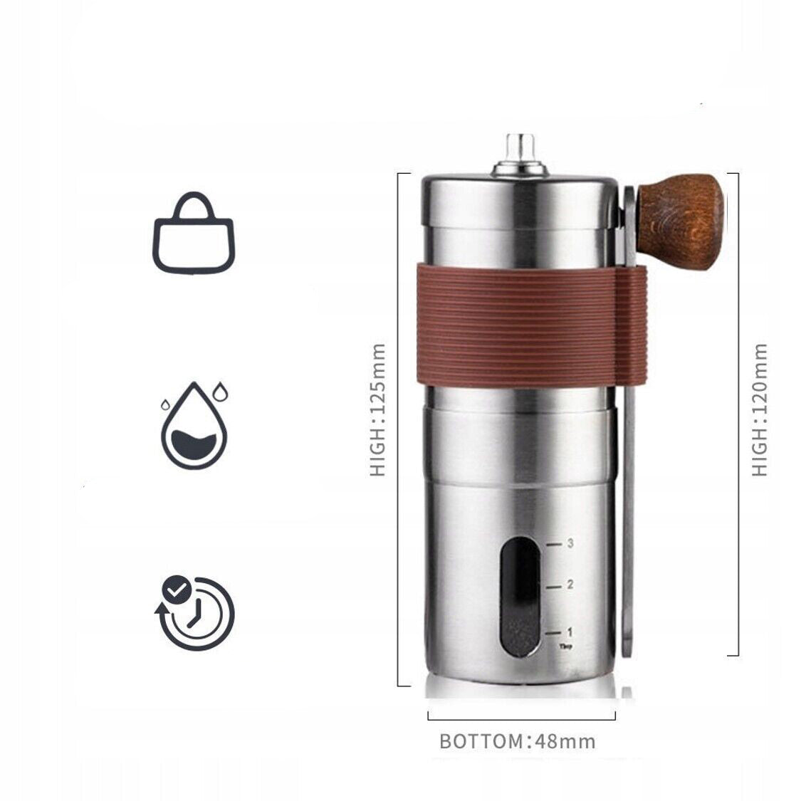 MANUAL GRINDER FOR GRINDING COFFEE SPICES PEPPER WITH ADJUSTABLE EAN (GTIN) 6903702382488
