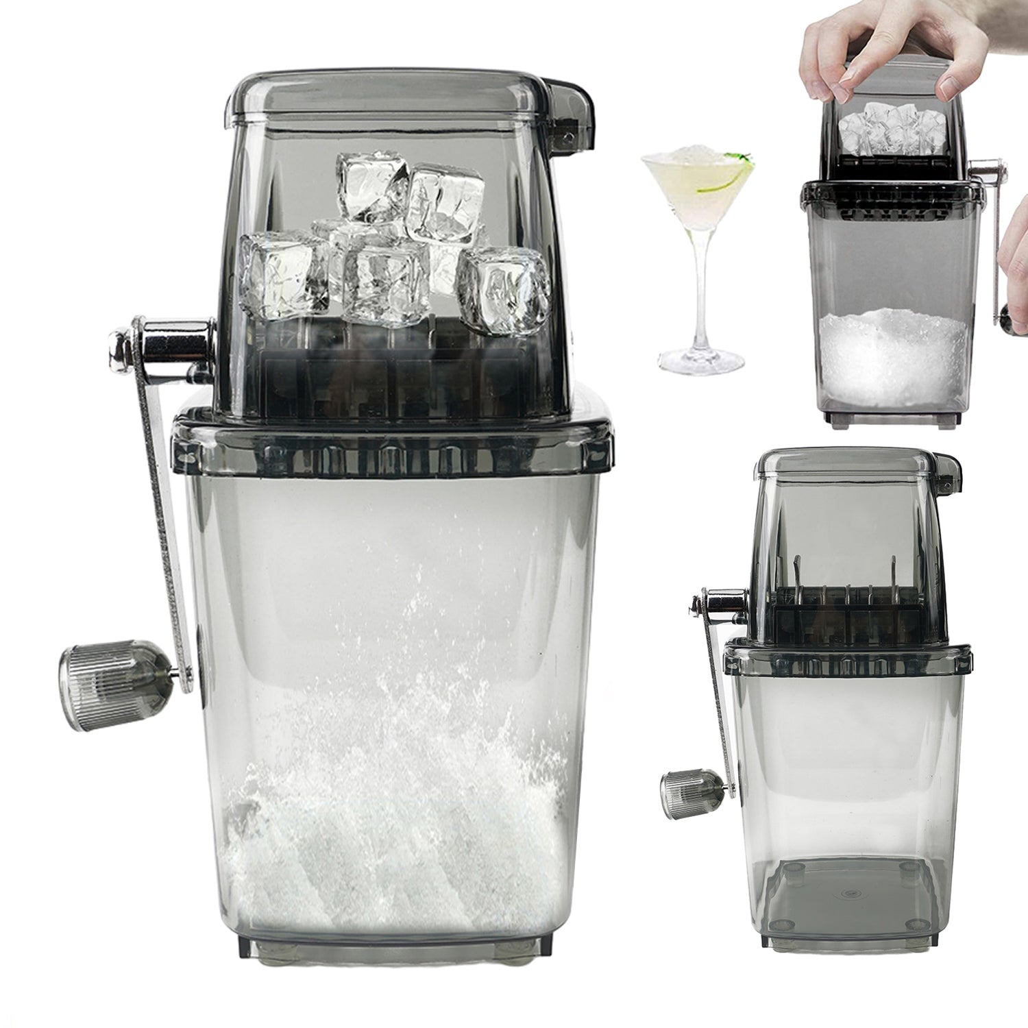MANUAL ICE CRUSHER BUILT-IN STAINLESS STEEL BLADES FOR SHAVED ICE