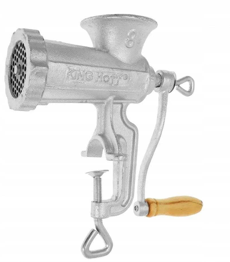 MANUAL MEAT GRINDER Cast Iron No. 8 Stuffer 3 Sita 3 Funnels Brand Kinghoff