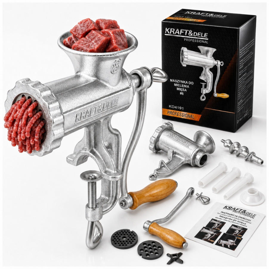 MANUAL MEAT GRINDER SIZE 8 KD4191 CAST IRON WITH ACCESSORIES
