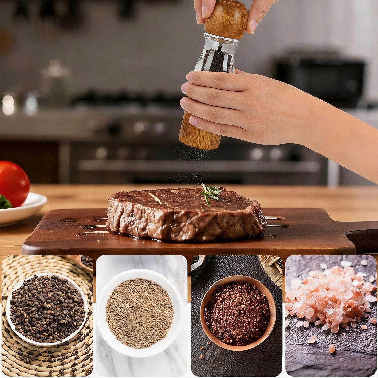 MANUAL PEPPER AND SALT GRINDER SPICES WOODEN GRINDER SET 2 PCS Brand Starke Pro