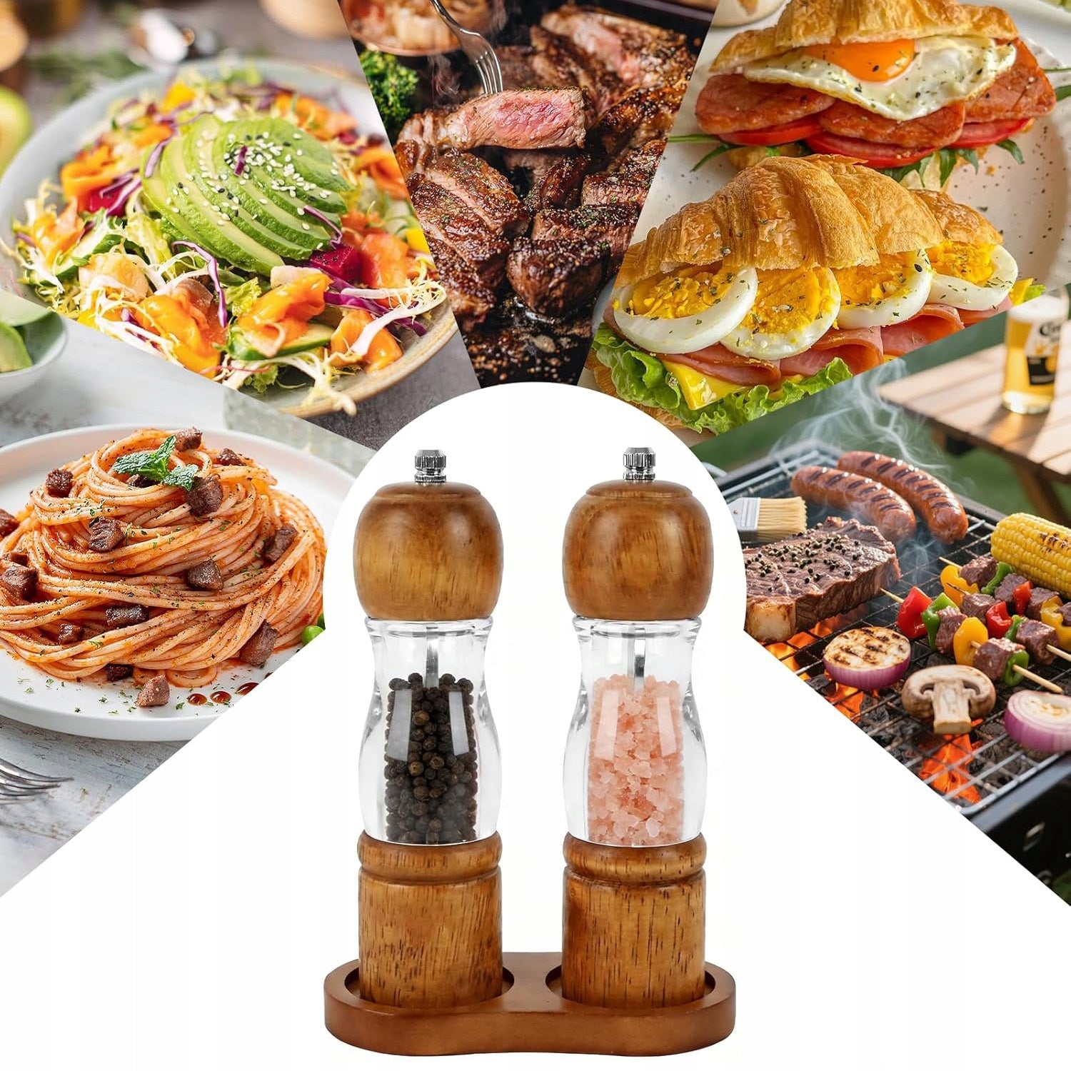 MANUAL PEPPER AND SALT GRINDER SPICES WOODEN GRINDER SET 2 PCS Manufacturer code 464208