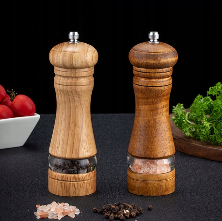 MANUAL SALT AND PEPPER GRINDER WOODEN 2 SET +base Packaging status original