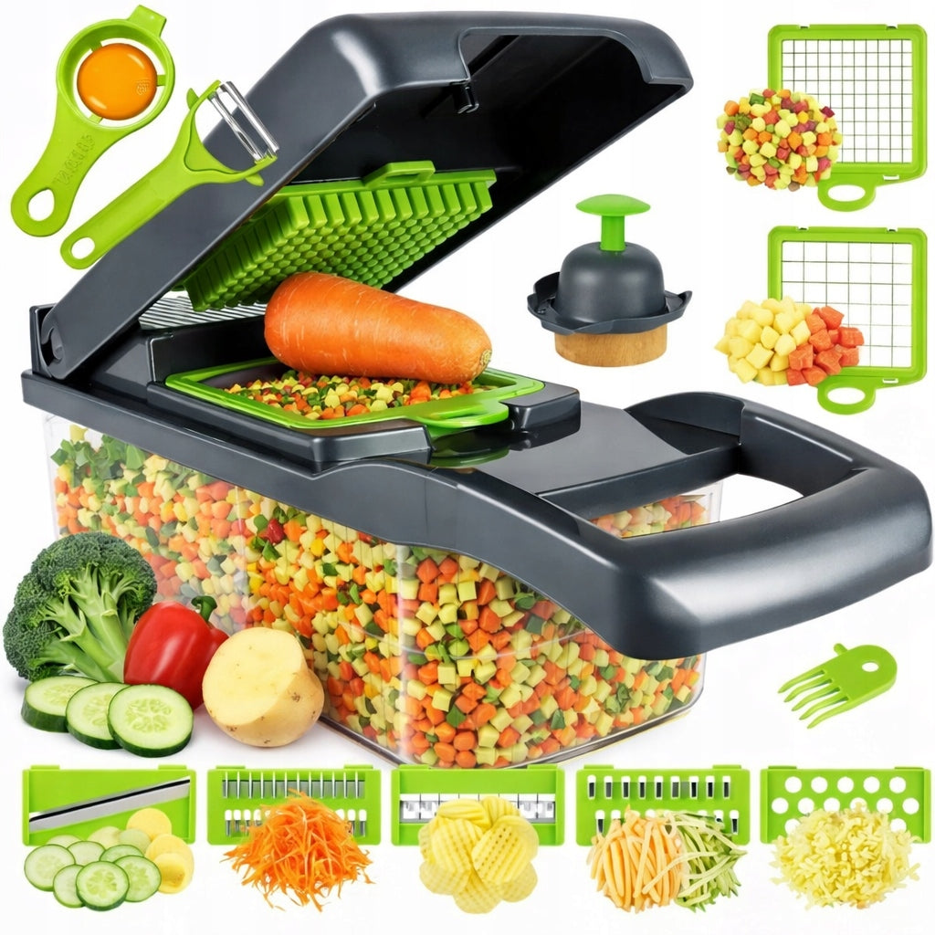 MANUAL VEGETABLE SLICER SET OF 12 ELEMENTS KITCHEN SHREDDER GRATER