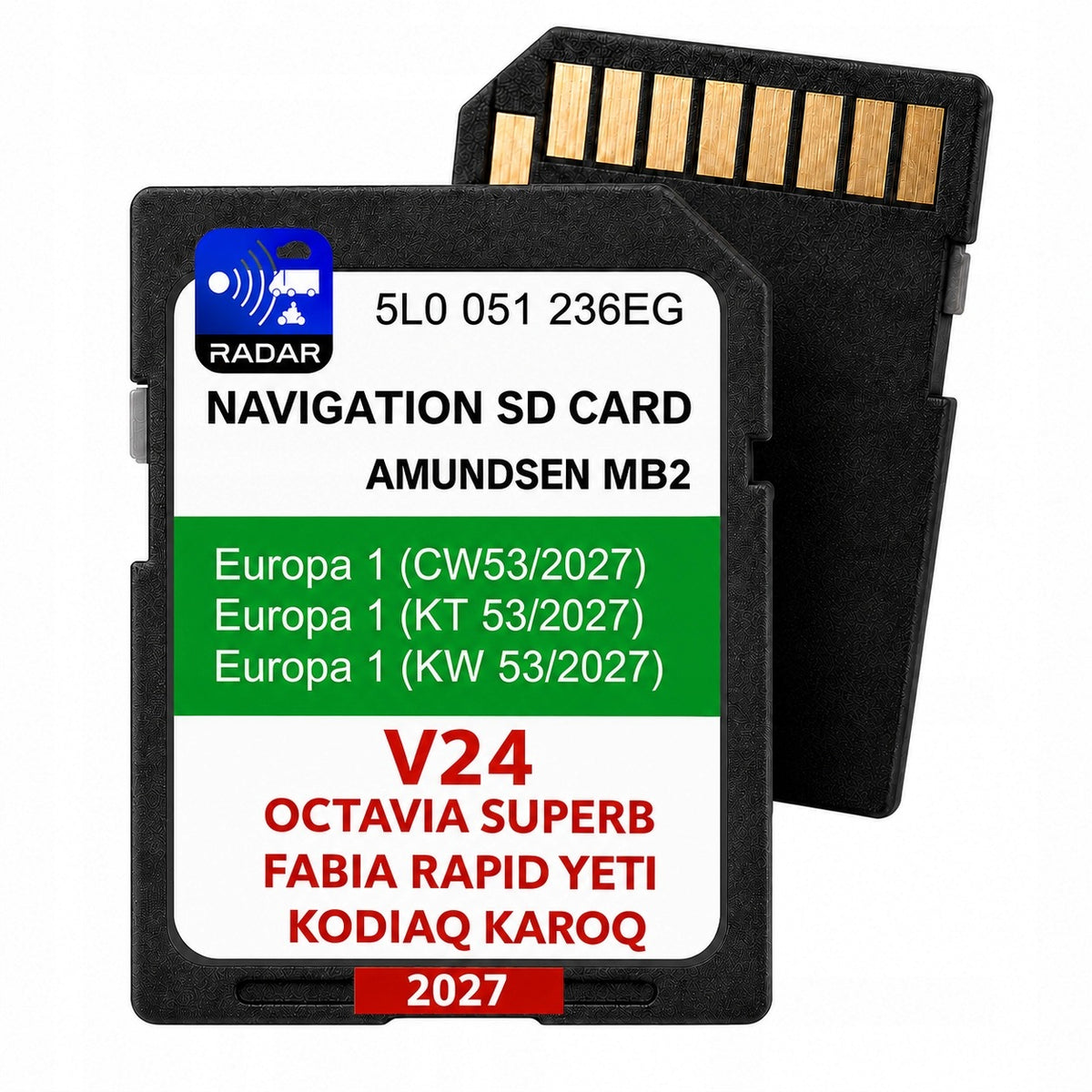 MAP CARD SKODA MIB2 2027 V24 EUROPE SUPERB OCTAVIA FABIA RADARS V 24