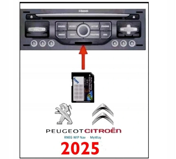MAP FOR NAVIGATION GPS CARD RNEG MYWAY WIP NAV PEUGEOT CITROEN 2025
