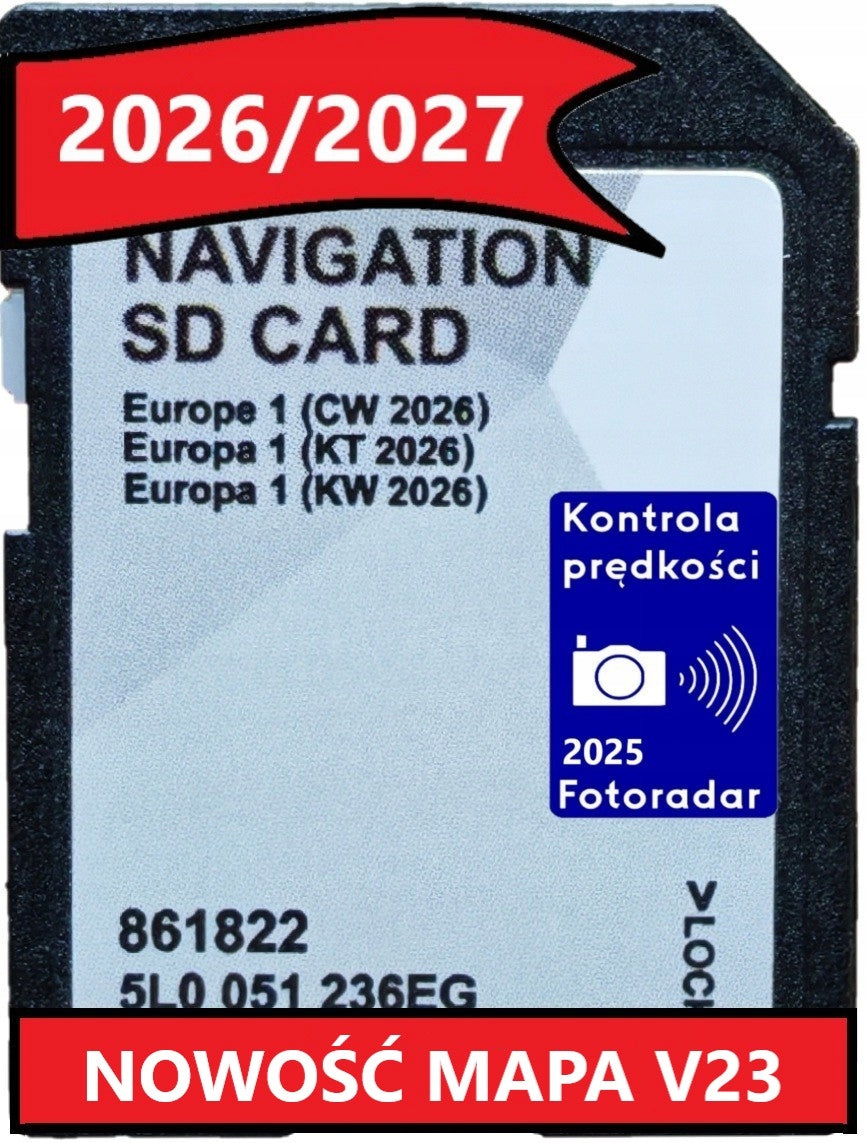 MAP GPS COLUMBUS MIB1/MIB2 CARD V23 SUPERB OCTAVIA SPEED CAMERAS 2027