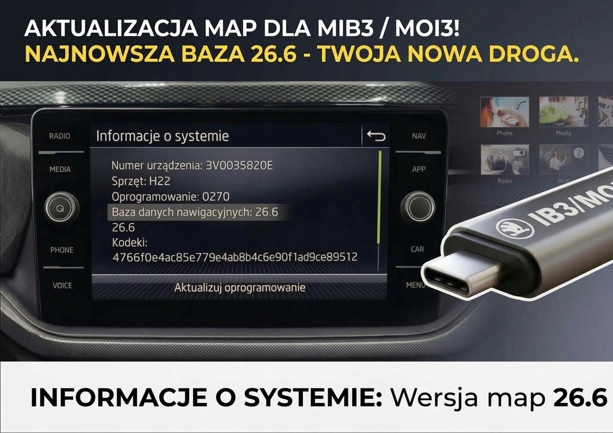 MAP INFOTAINMENTM MIB3 2026 FOR SKODA FABIA SUPERB OCTAVIA KODIAQ KAMIQ