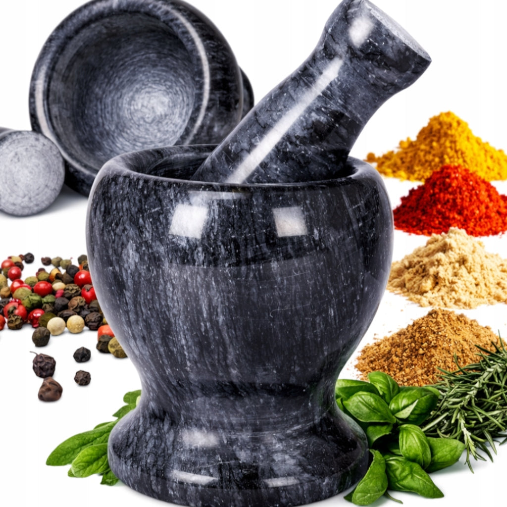MARBLE KITCHEN MORTAR WITH PESTLE FOR SPICES NUTS 3051