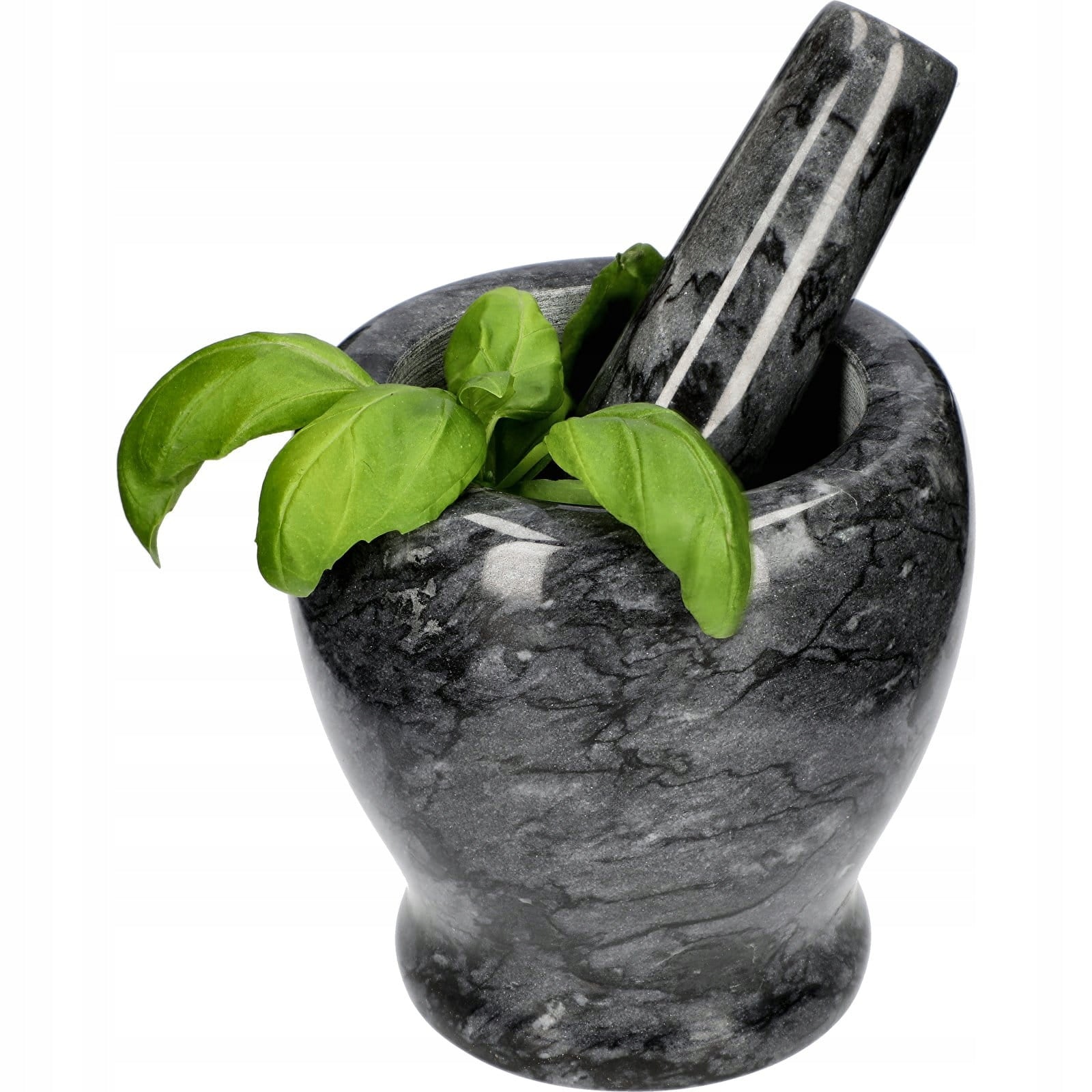 MARBLE STONE KITCHEN MORTAR WITH PESTLE FOR SPICES HERBS BROWIN Packaging status original