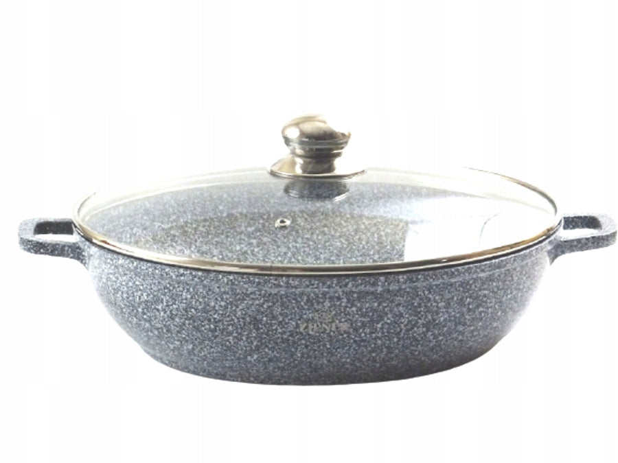 MARBLED POT LOW WOK DEEP GREY 5.5L 32CM INDUCTION GAS ZL7070