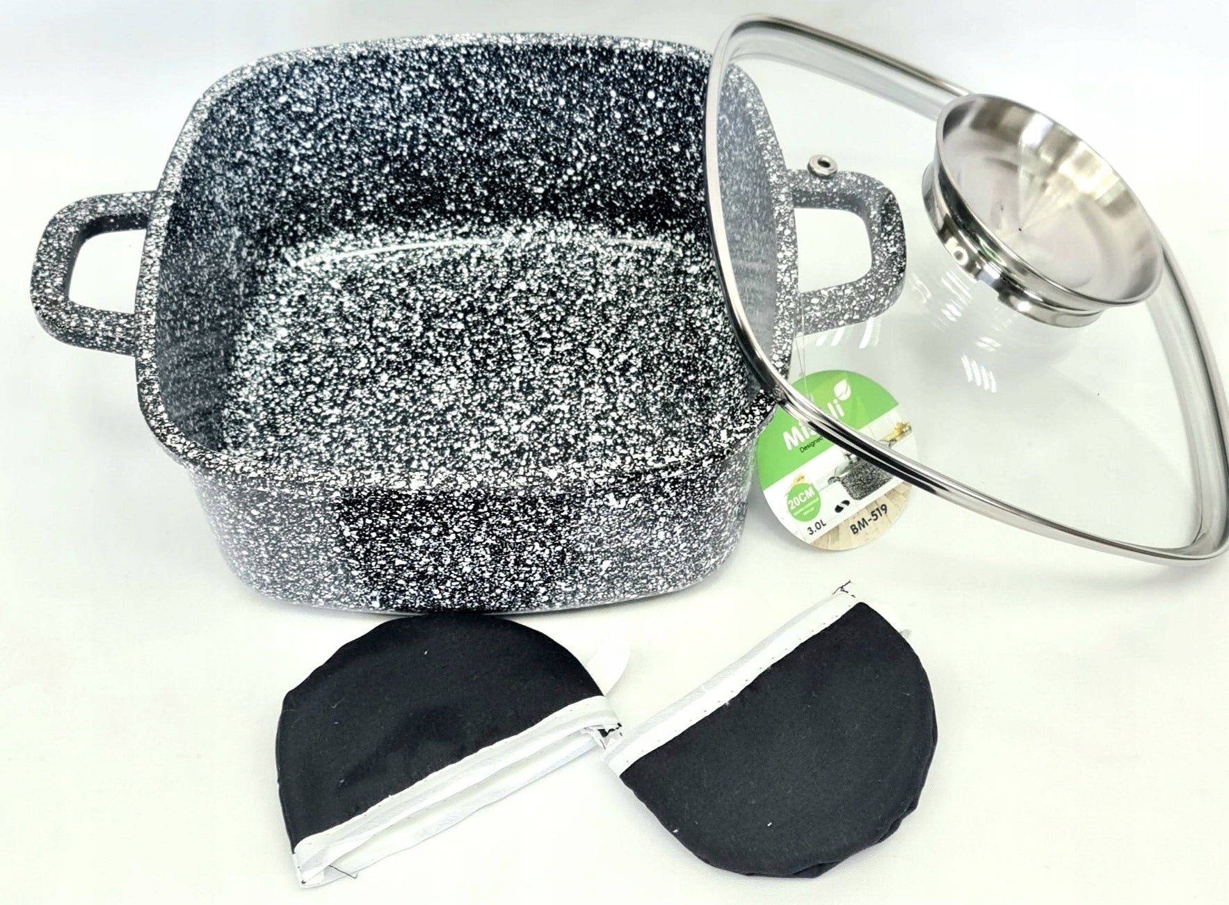 MARBLED SQUARE POT 20 CM 1,3 L BM519 KITCHEN GAS INDUCTION SOLID Brand Misoli