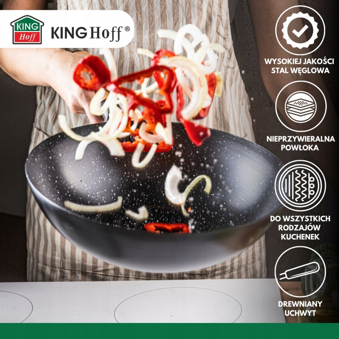 MARBLED WOK 30CM WITH LID INDUCTION GAS LOAF Diameter 30 cm