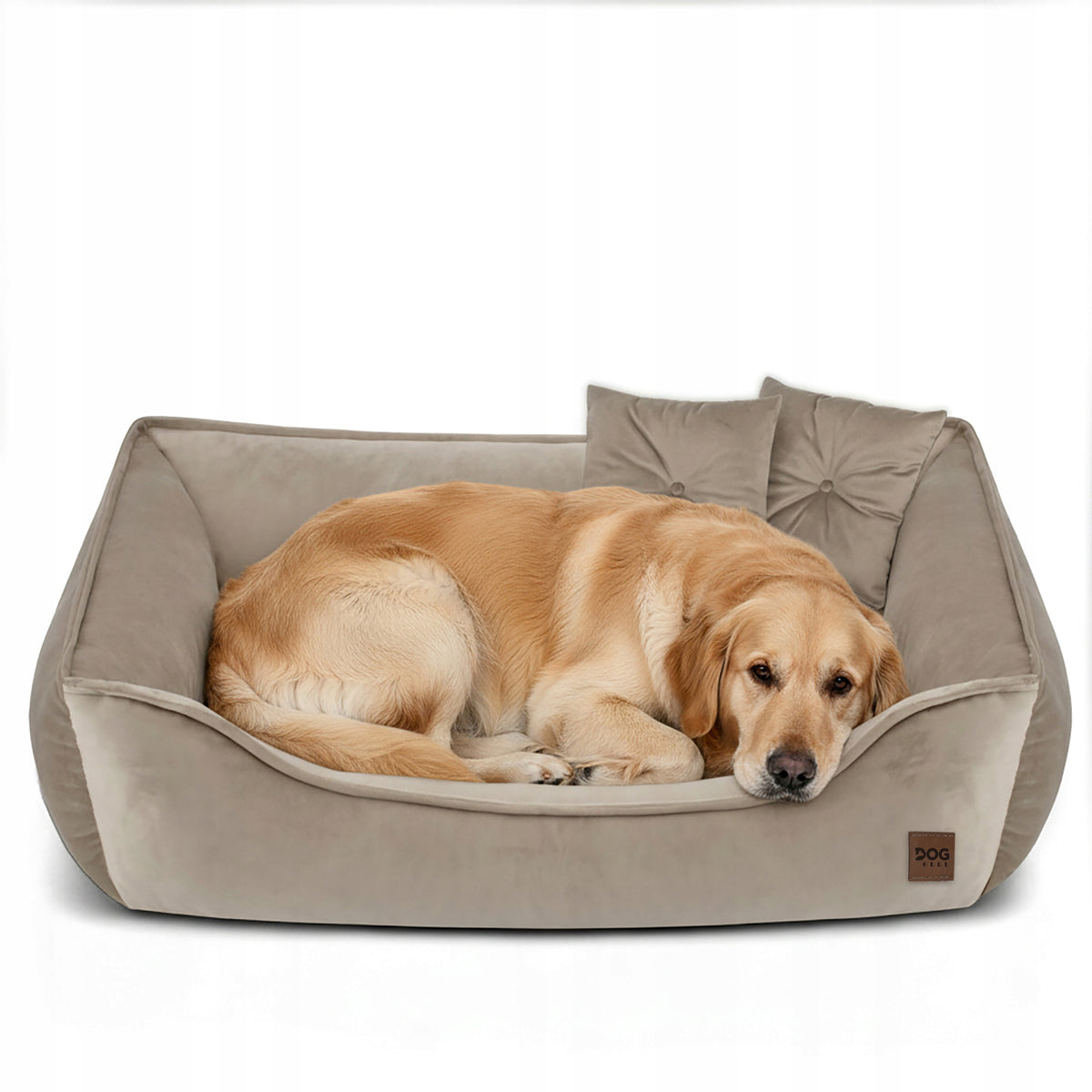 MARCO DOG BED WITH PILLOWS VELVET COUCH PREMIUM 90x60 BEIGE Packaging status original
