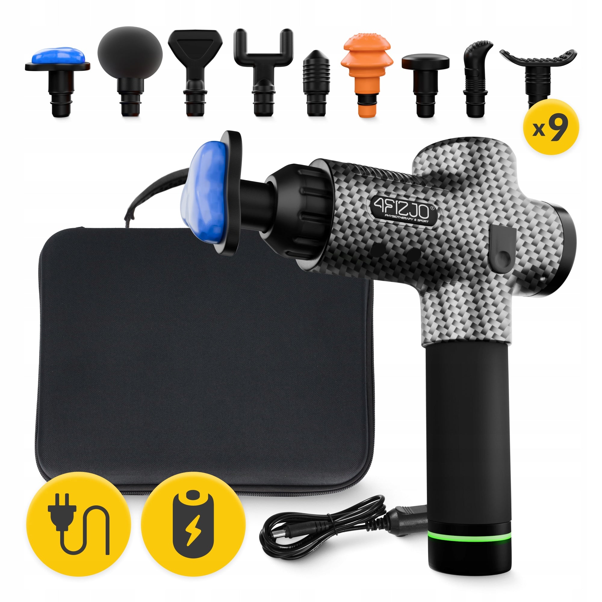 MASSAGE GUN 9 TIPS MASSAGE GUN BACK FEET MUSCLES REGENERATION Packaging status original