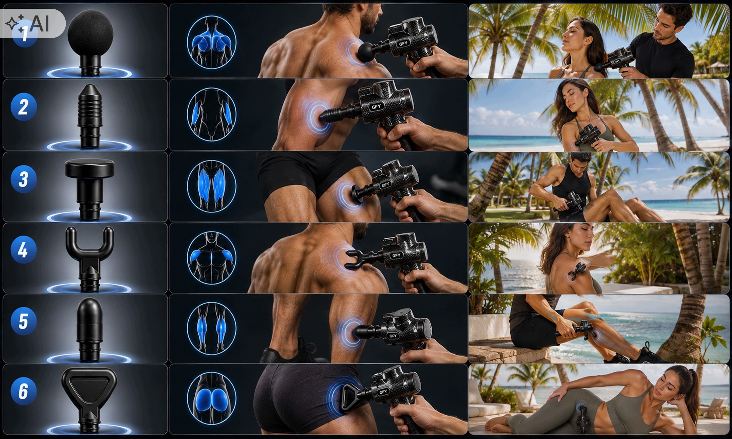MASSAGE GUN MASSAGER 30 SPEEDS 6 TIPS 3800 STROKES SUITCASE Brand no brand