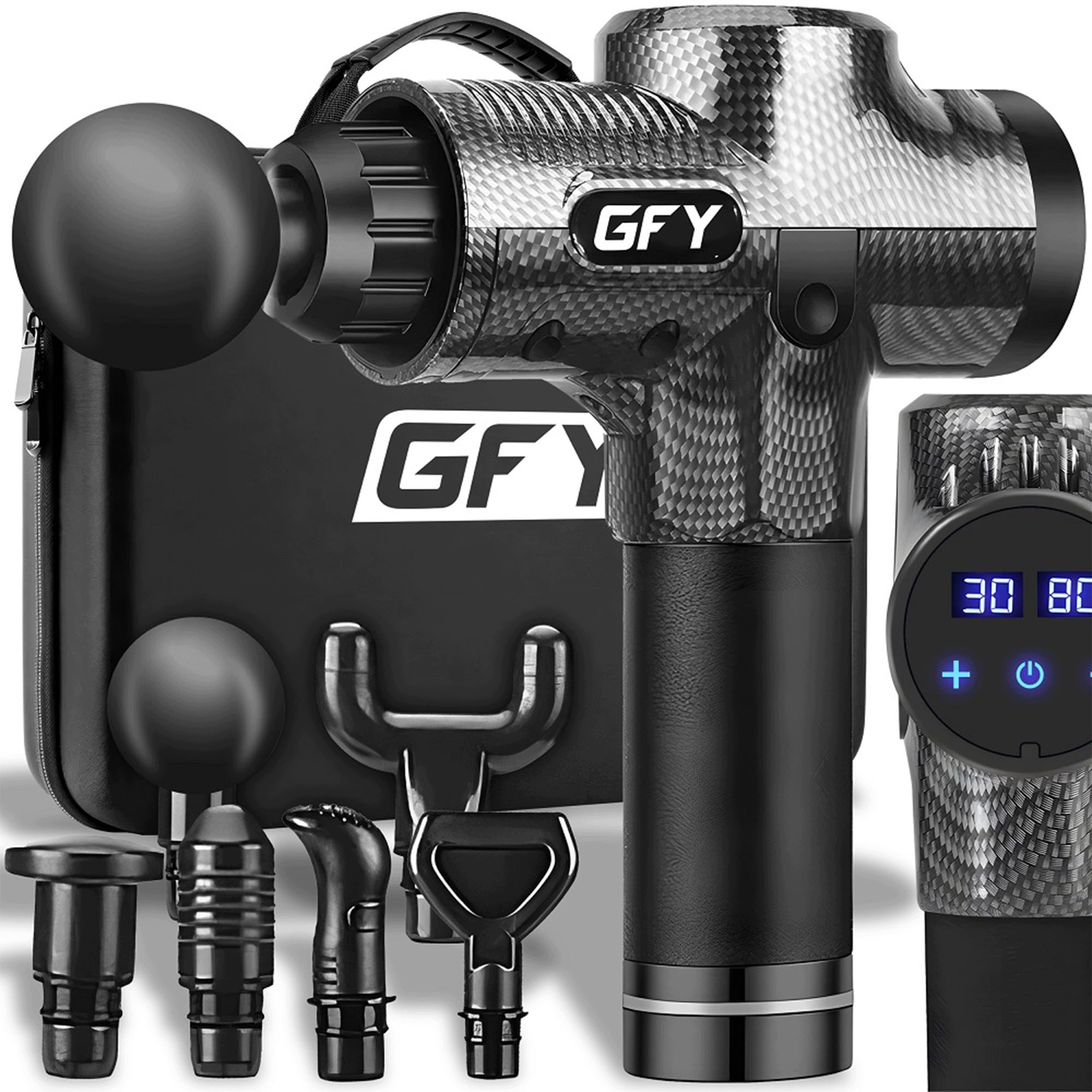 MASSAGE GUN MASSAGER 30 SPEEDS 6 TIPS 3800 STROKES SUITCASE