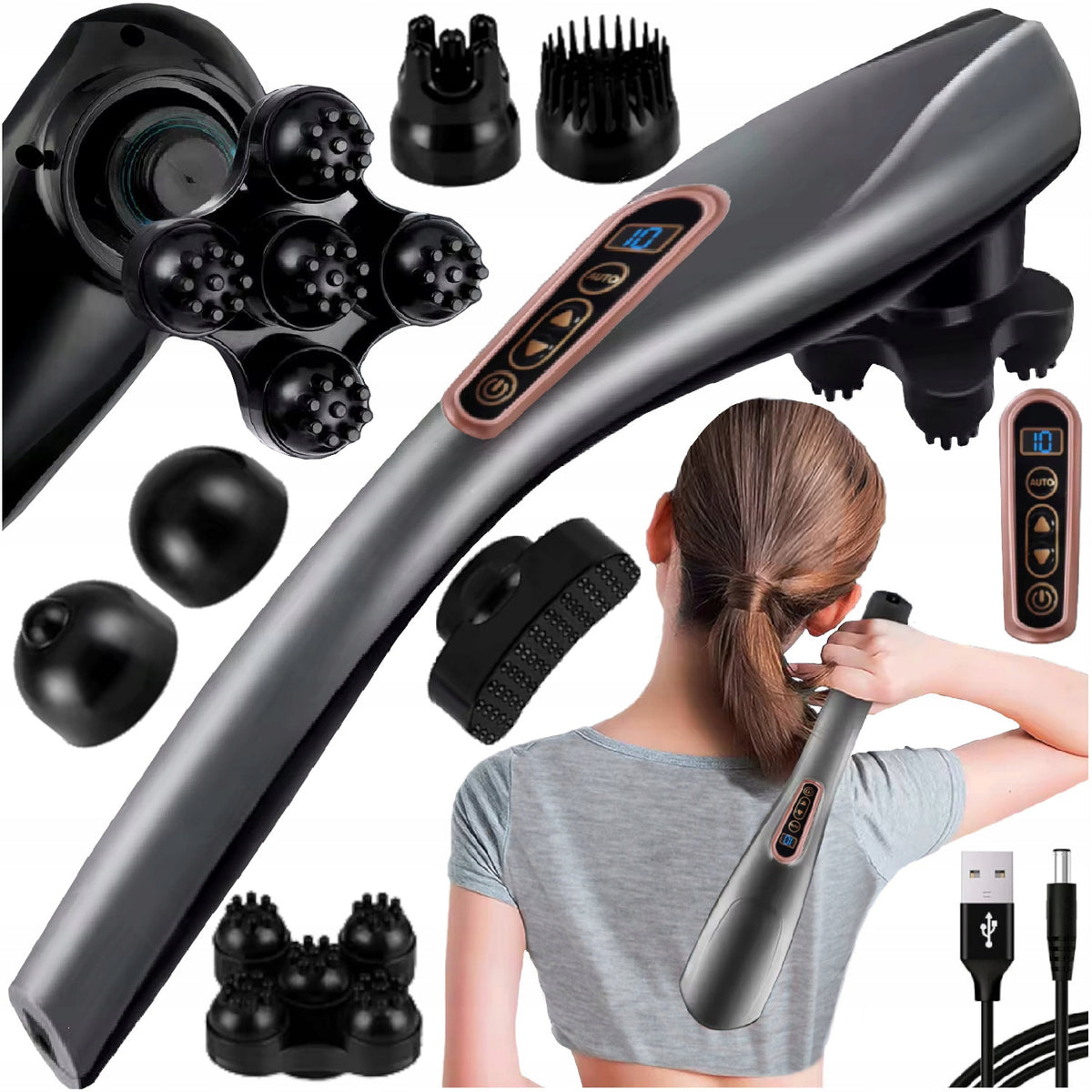 MASSAGE GUN MASSAGER WIRELESS BACK NECK BODY LEGS HEAD 12in1