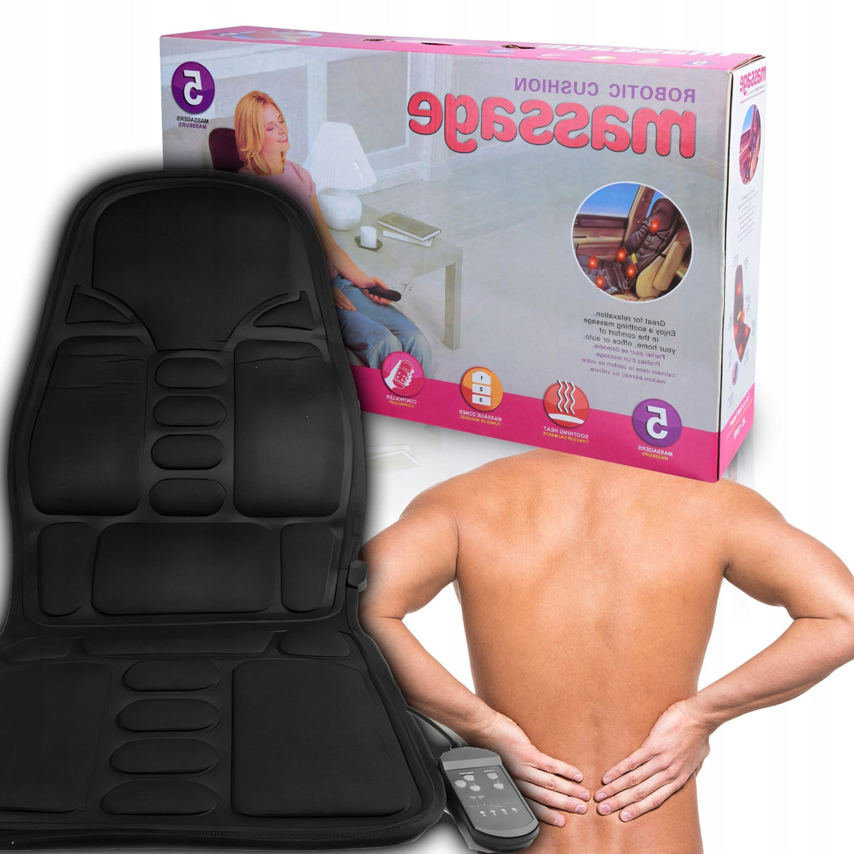 MASSAGE MAT FOR CAR SEAT MASSAGE HEATING ACUPRESSURE + REMOTE CONTROL Packaging status original