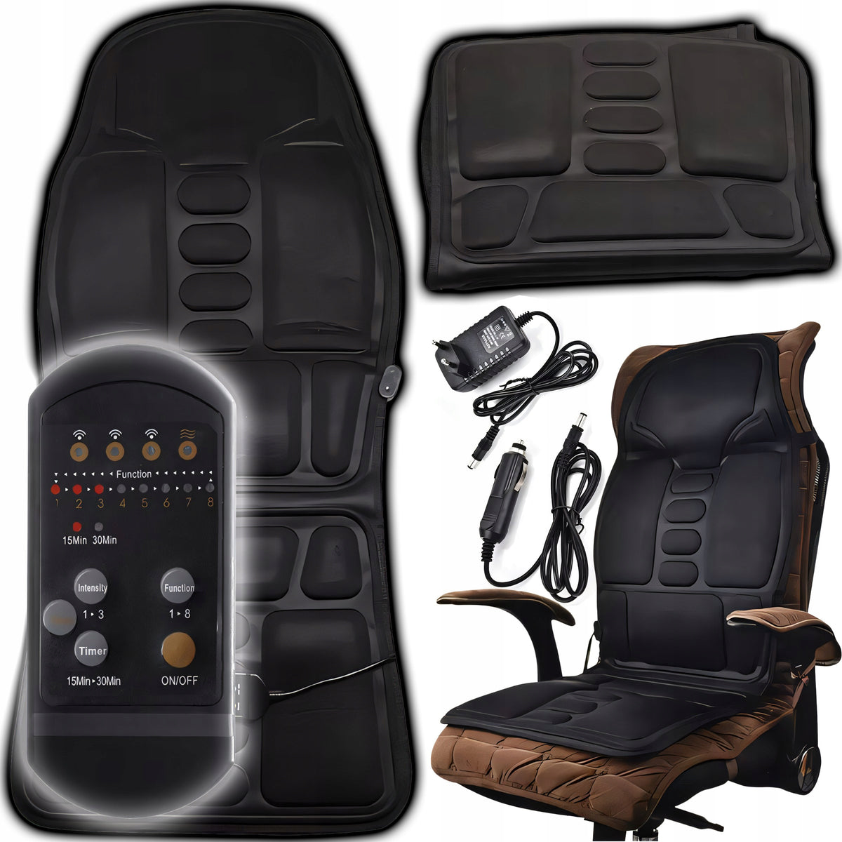 MASSAGE MAT FOR CAR SEAT MASSAGE HEATING ACUPRESSURE + REMOTE CONTROL