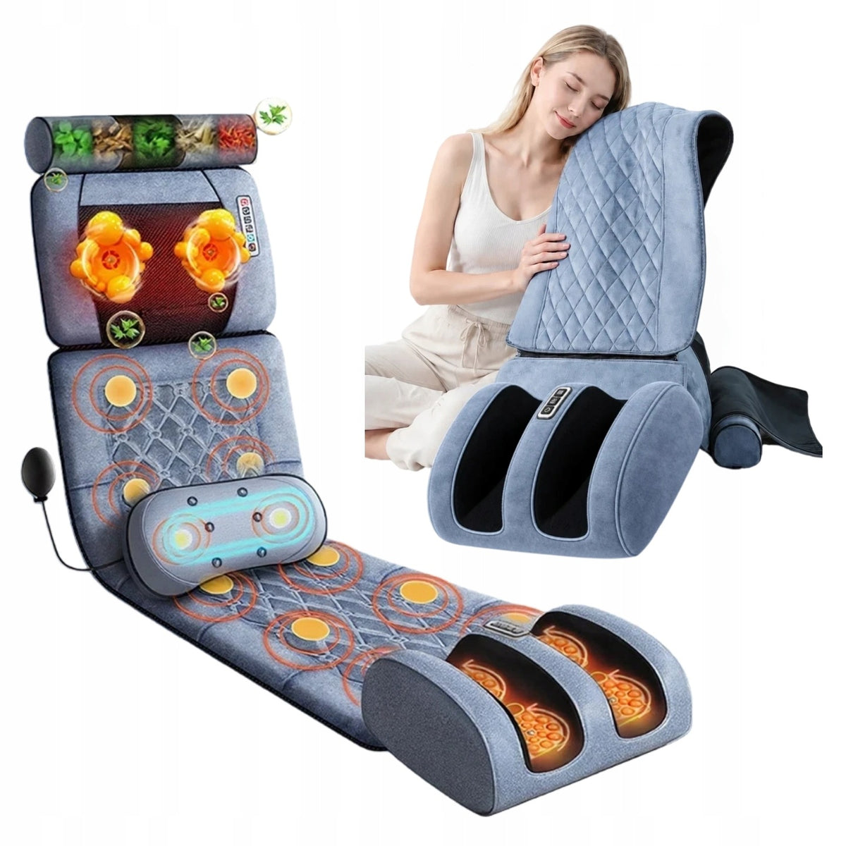 MASSAGE MATTRESS Body Massage Mat with Electric Lumbar Traction – Velour