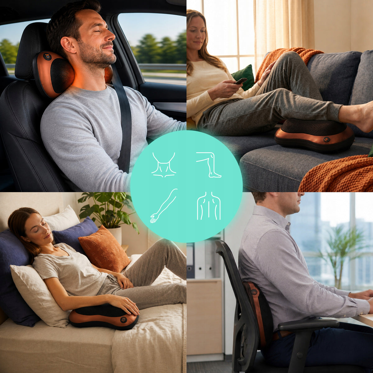 MASSAGE PILLOW MASSAGER 4 HEADS HEATING TO THE NECK OF THE BACK NECK Packaging status original