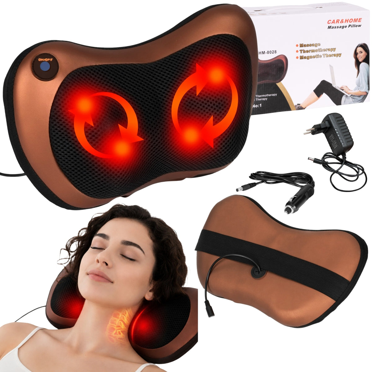 MASSAGE PILLOW MASSAGER 4 HEADS HEATING TO THE NECK OF THE BACK NECK